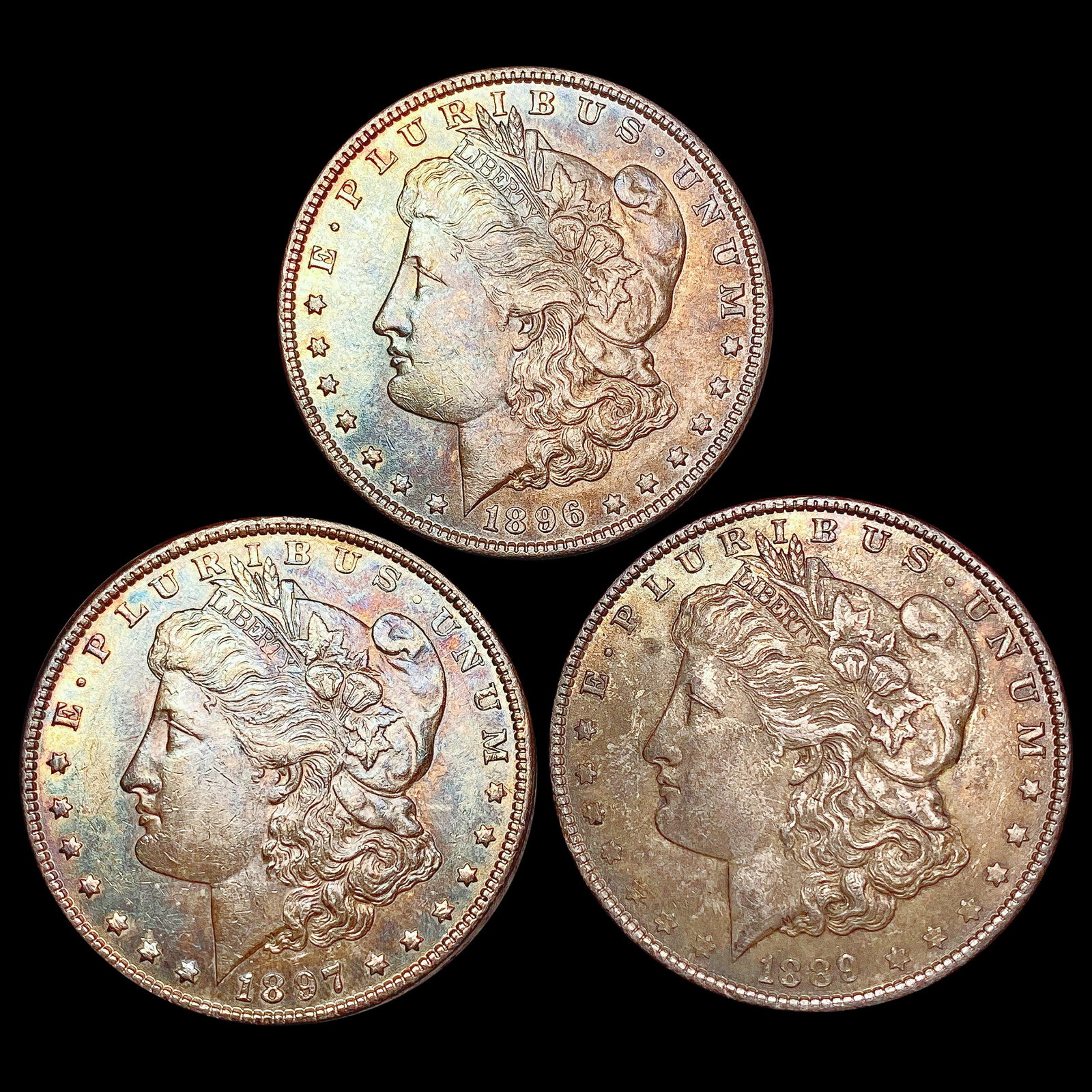 1889-1896 Toned Morgan Silver Dollar Lot [3 Coins] (1 of 2)