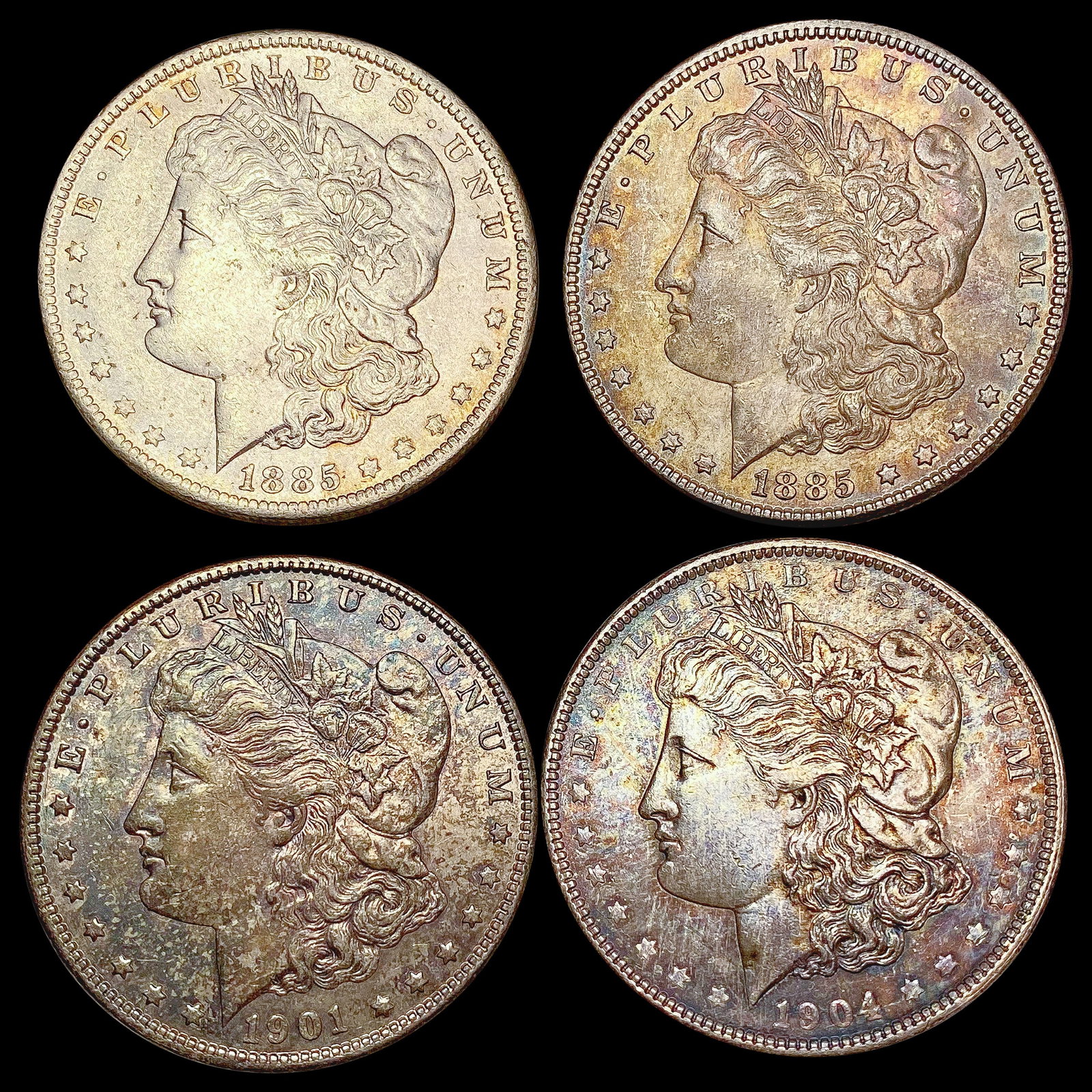 1885-1904 Morgan Silver Dollar Lot [4 Coins] UNCIR (1 of 2)