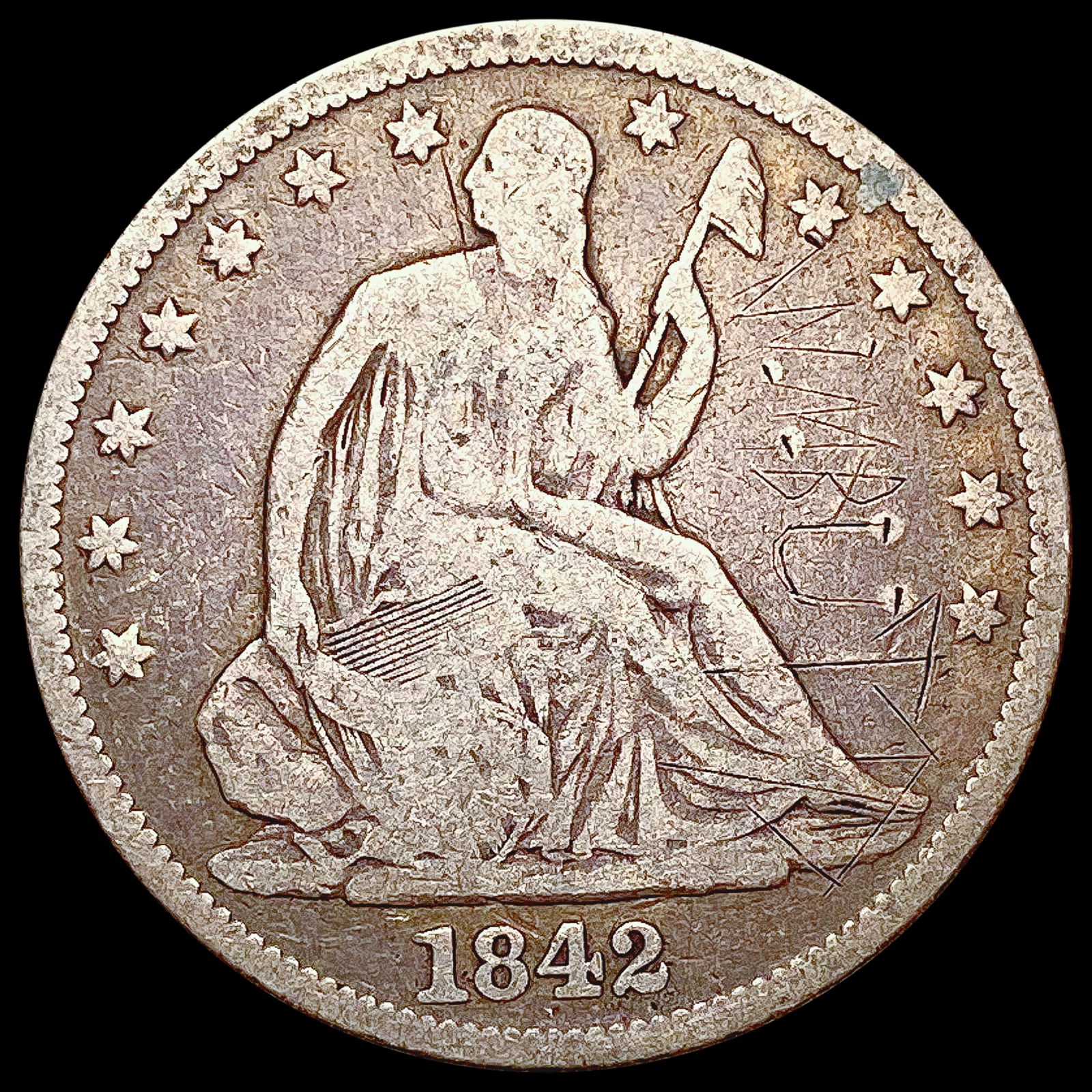 1842 Seated Liberty Half Dollar LIGHTLY CIRCULATED (1 of 2)