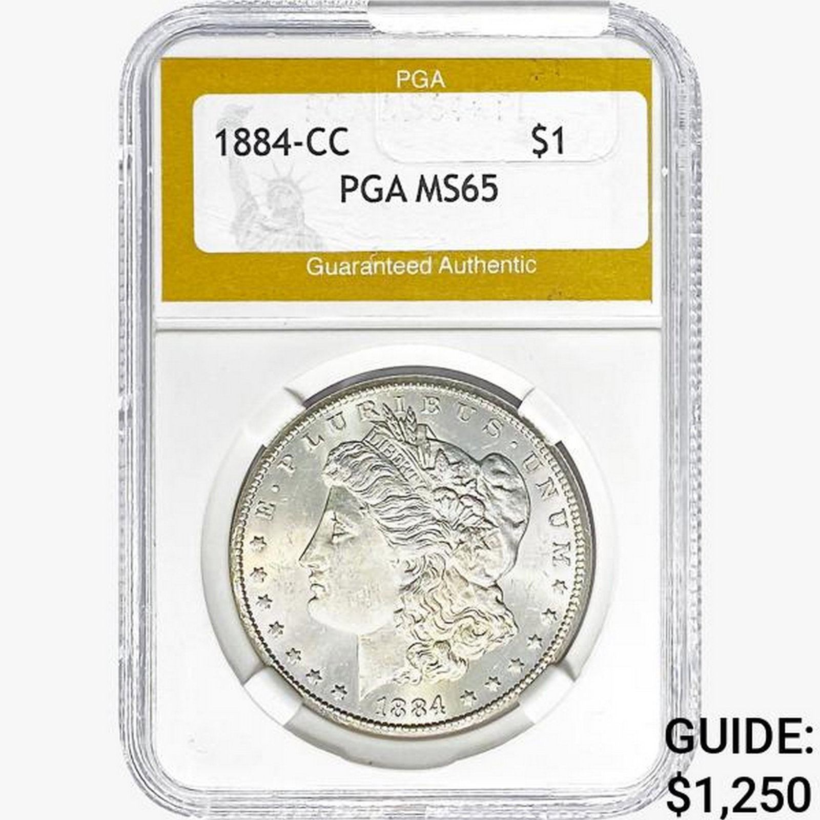 1884-CC Morgan Silver Dollar PGA MS65: 1884-CC Morgan Silver Dollar PGA MS65