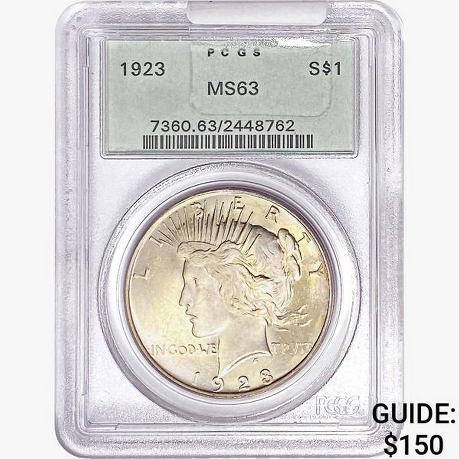 1923 Silver Peace Dollar PCGS MS63 (1 of 2)