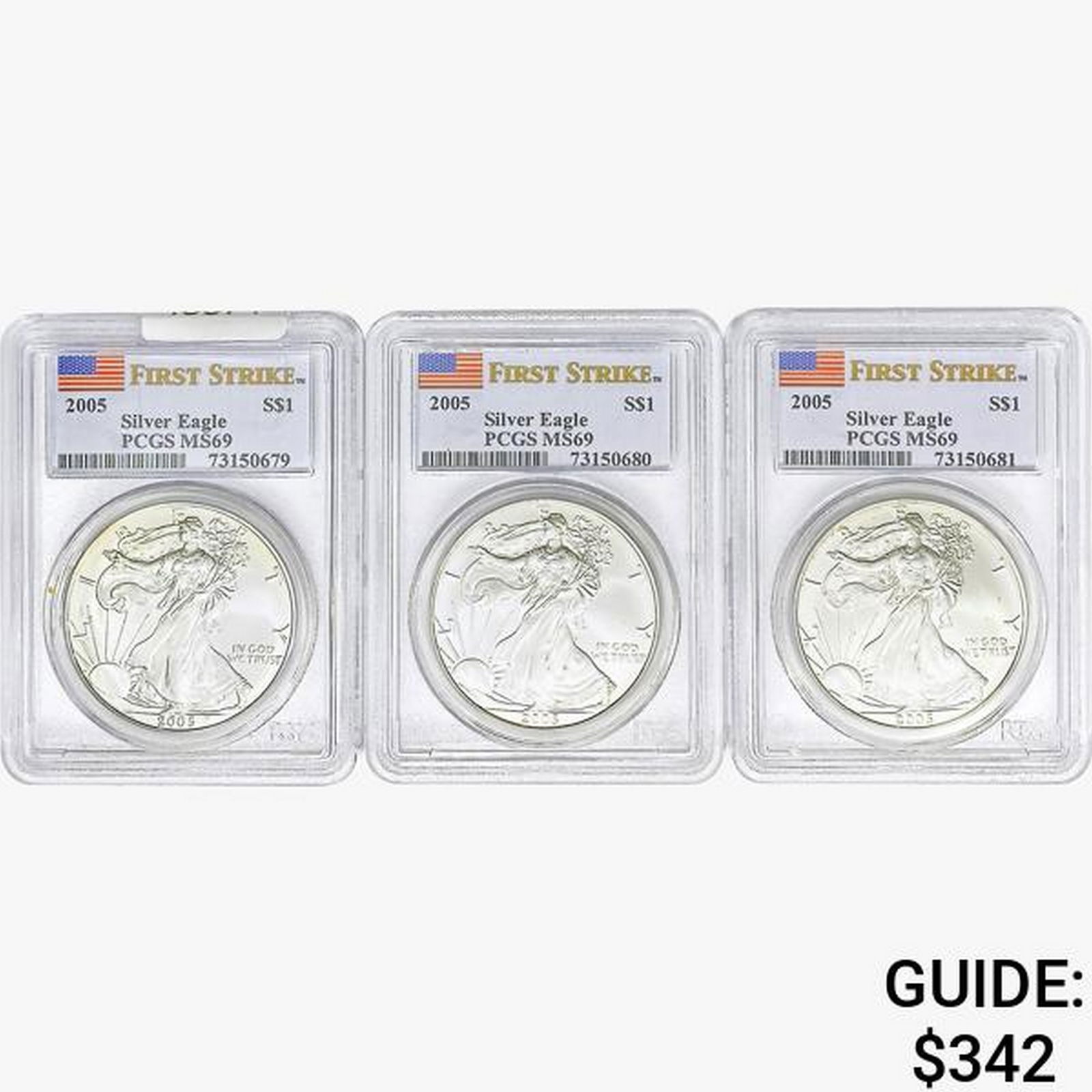 [3] 2005 Silver Eagle PCGS MS69 (1 of 2)