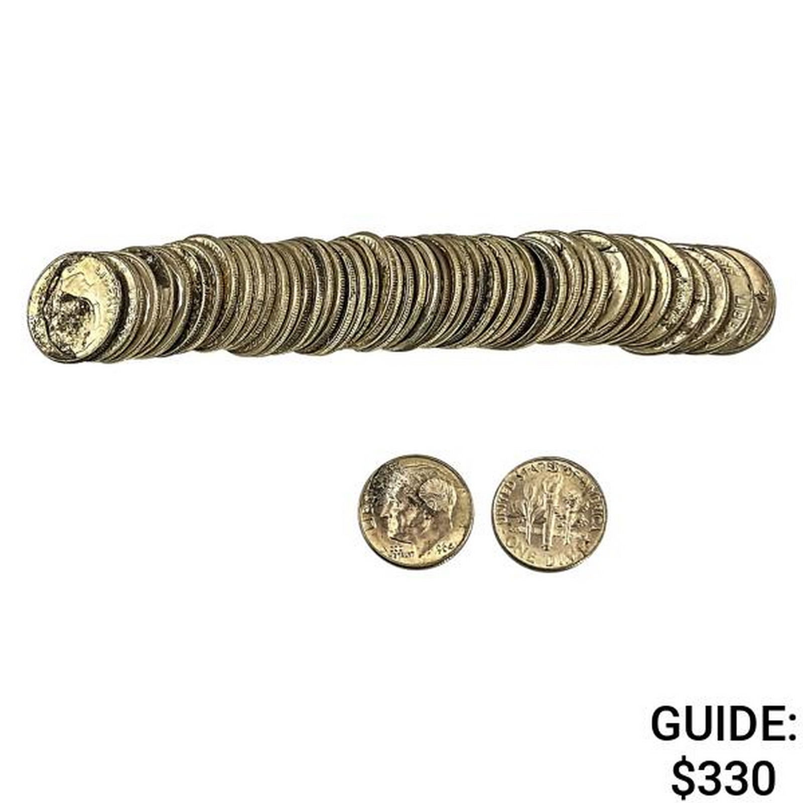 [50] 1964 Silver Dimes Roll: [50] 1964 Silver Dimes Roll
