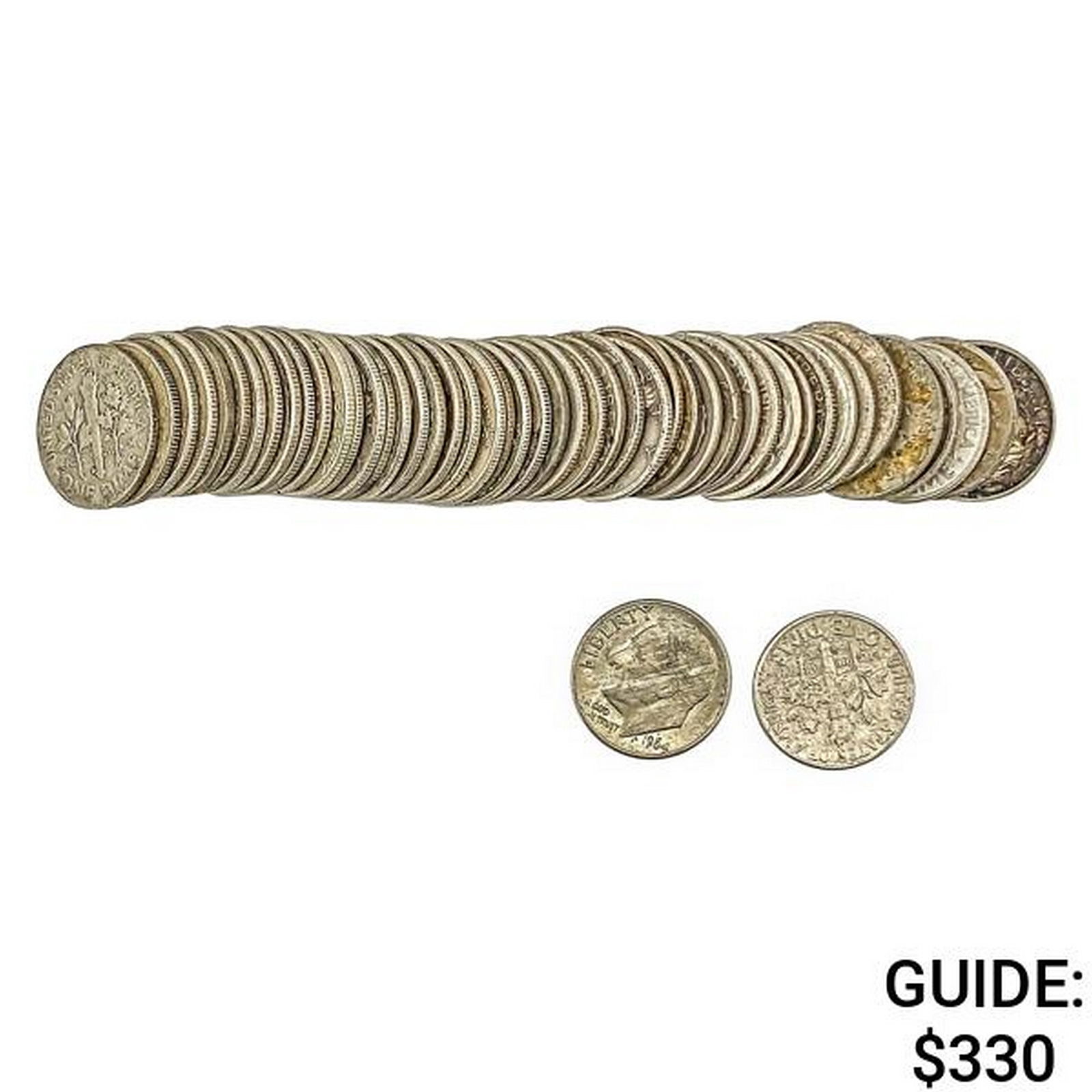 [50] 1917-1964 Silver Dimes Roll: [50] 1917-1964 Silver Dimes Roll