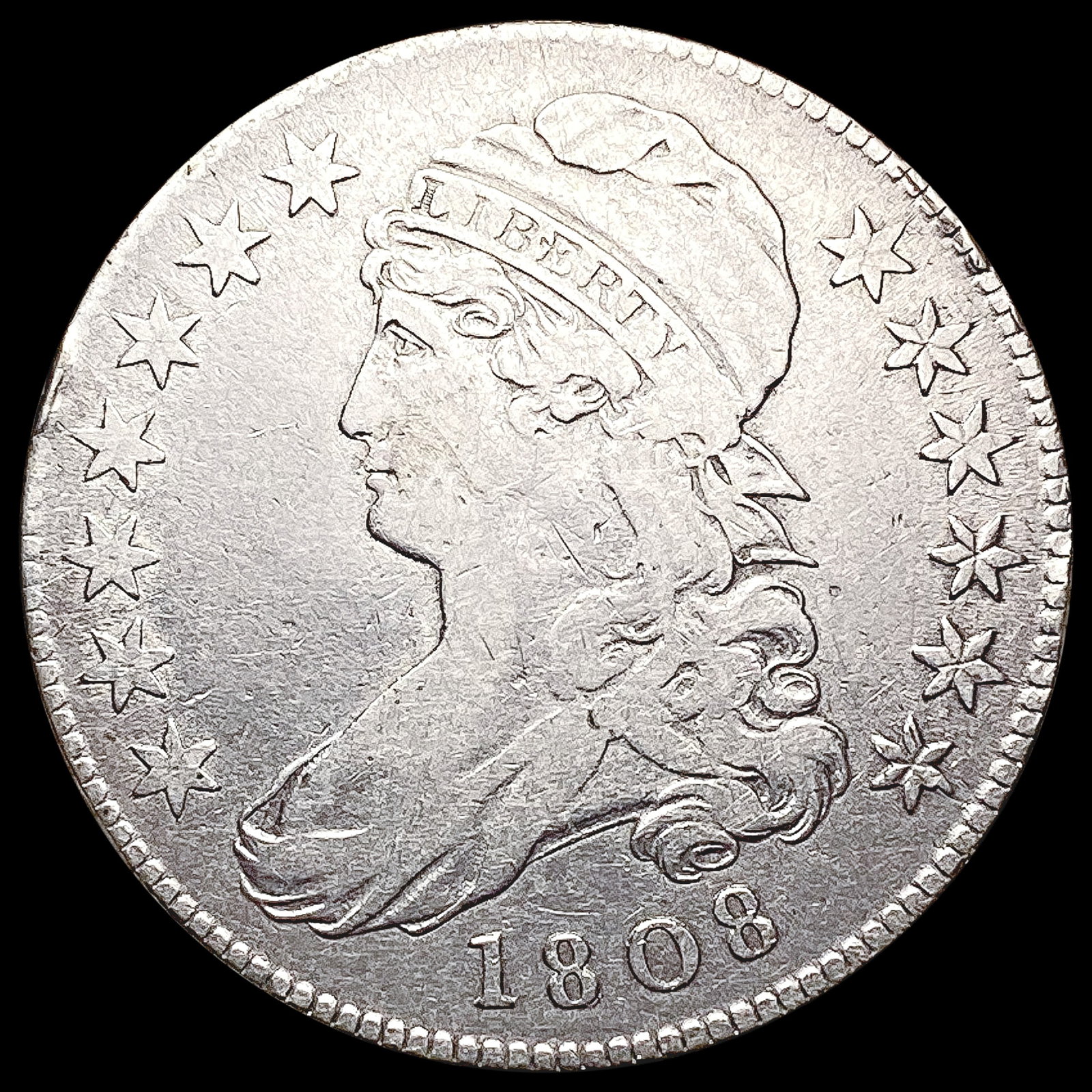 1808 Capped Bust Half Dollar LIGHTLY CIRCULATED: 1808 Capped Bust Half Dollar LIGHTLY CIRCULATED