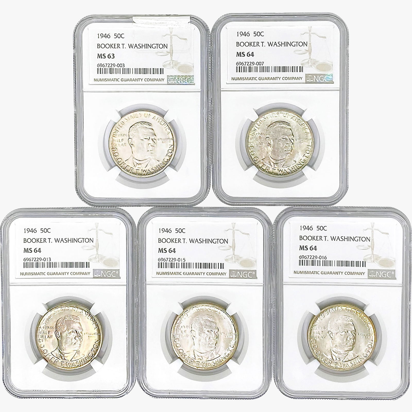[5]1946 Booker T Half Dollar NGC MS63-64 (1 of 2)
