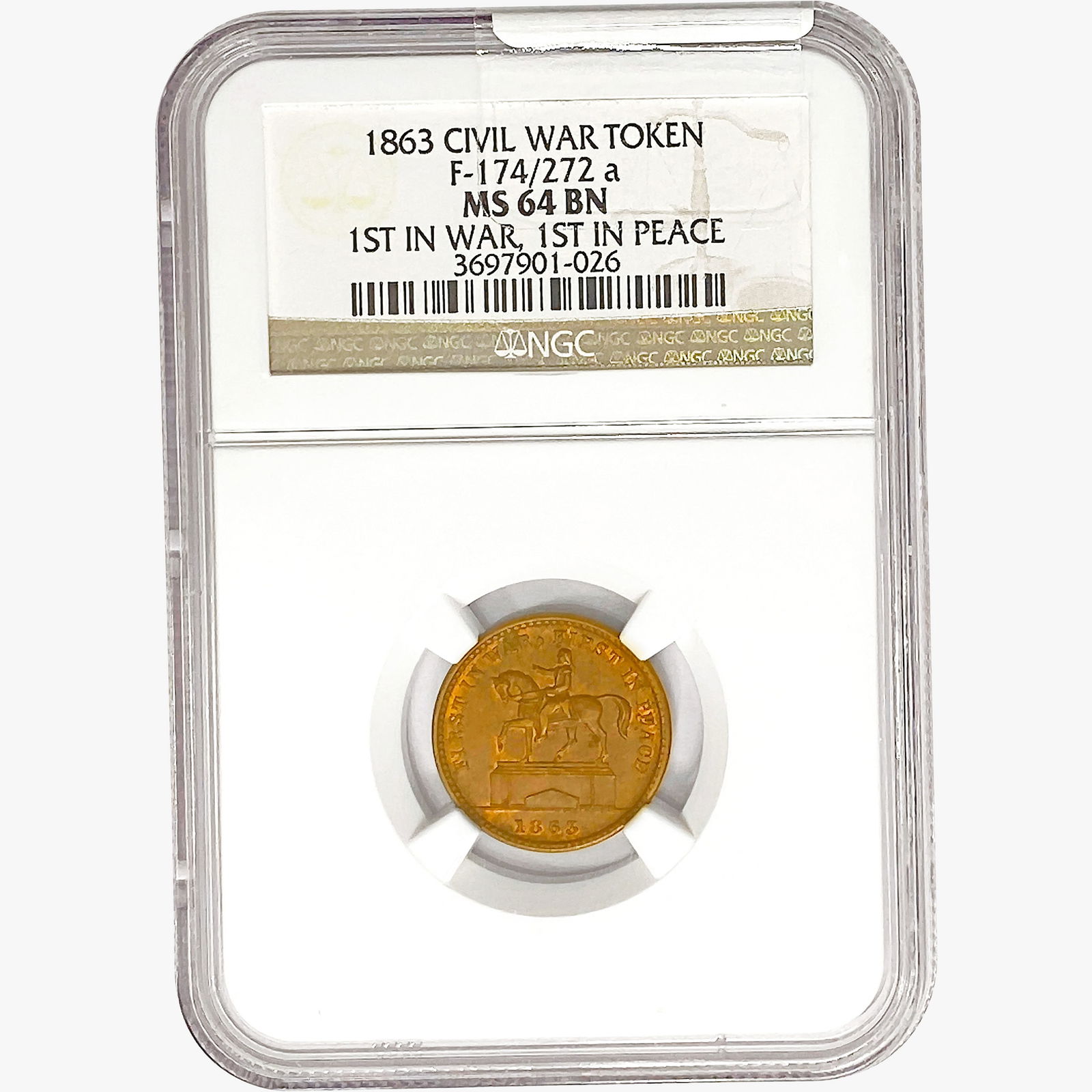 1863 Civil War Token NGC MS64 BN F-174/272a (1 of 2)