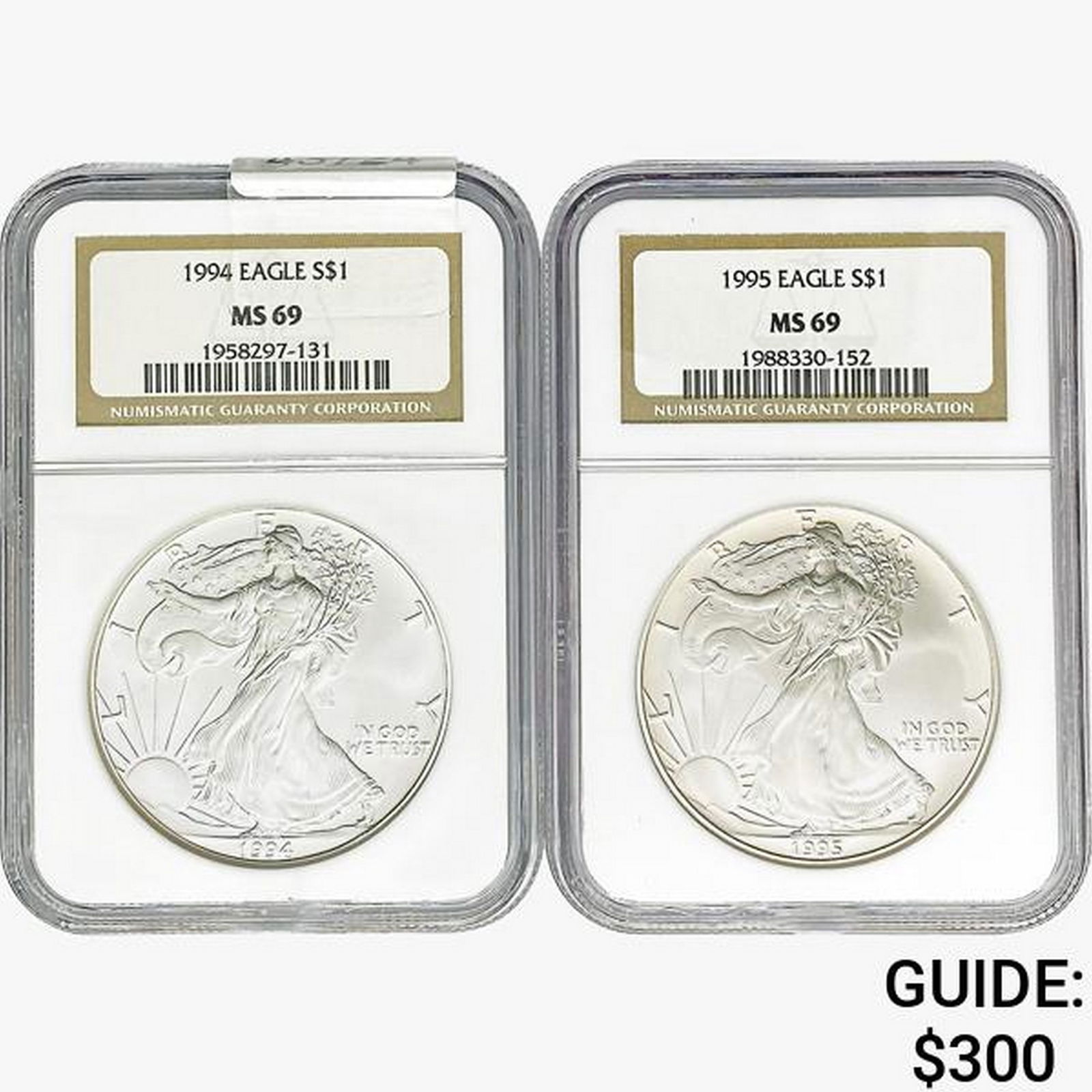[2]1994-1995 Silver Eagle NGC MS69 (1 of 2)