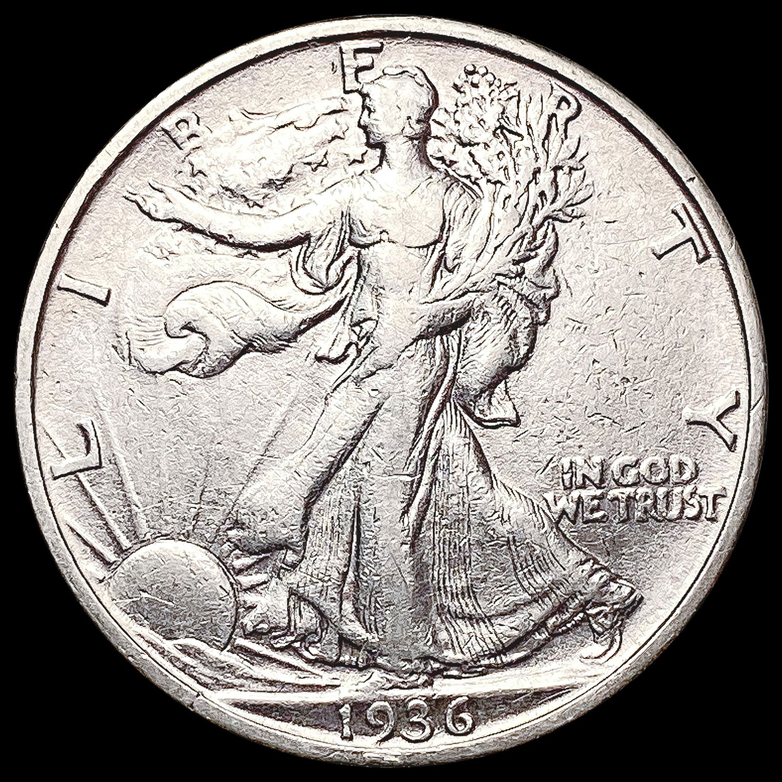 1936-S Walking Liberty Half Dollar CLOSELY UNCIRCU (1 of 2)