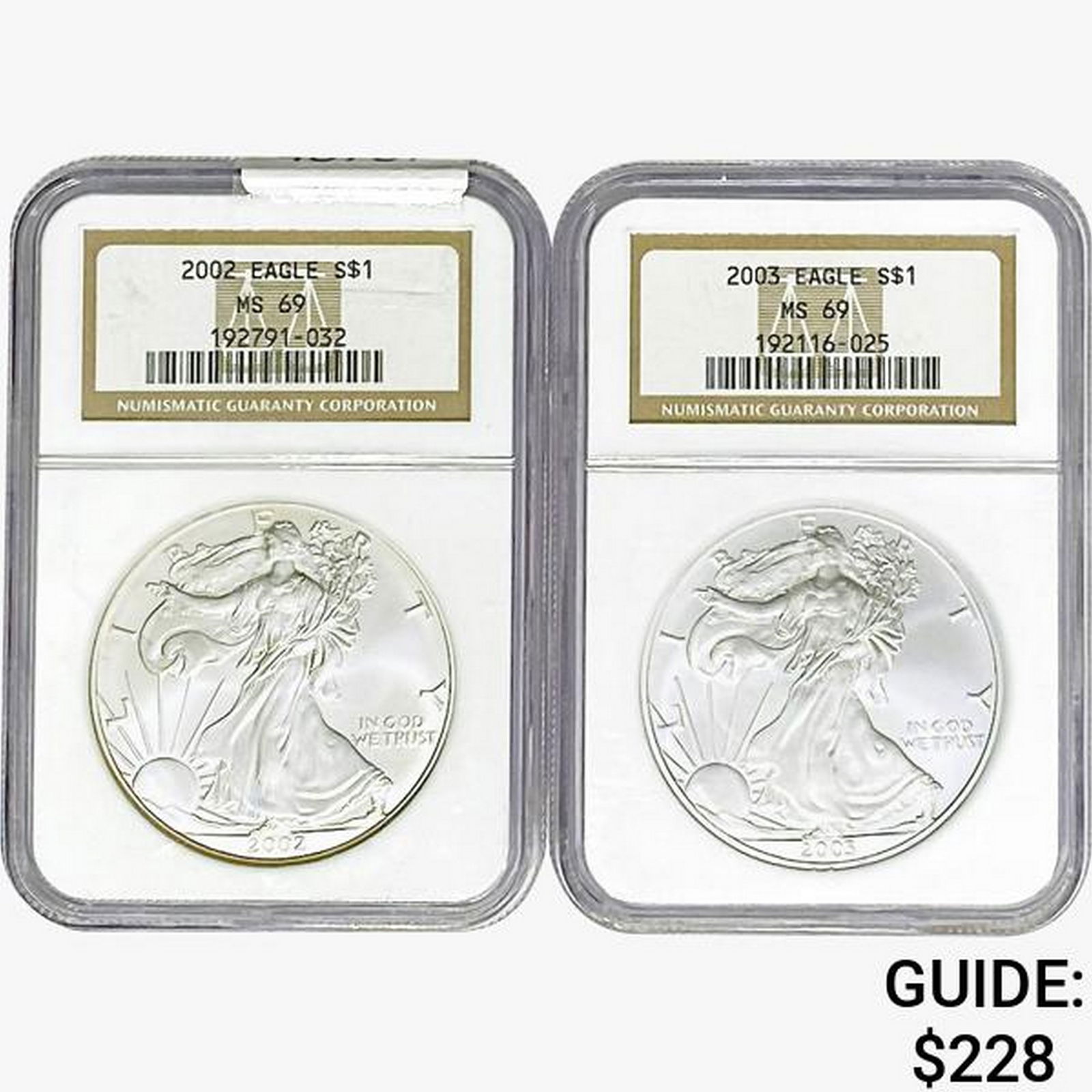[2]2002-2003 Silver Eagle NGC MS69 (1 of 2)