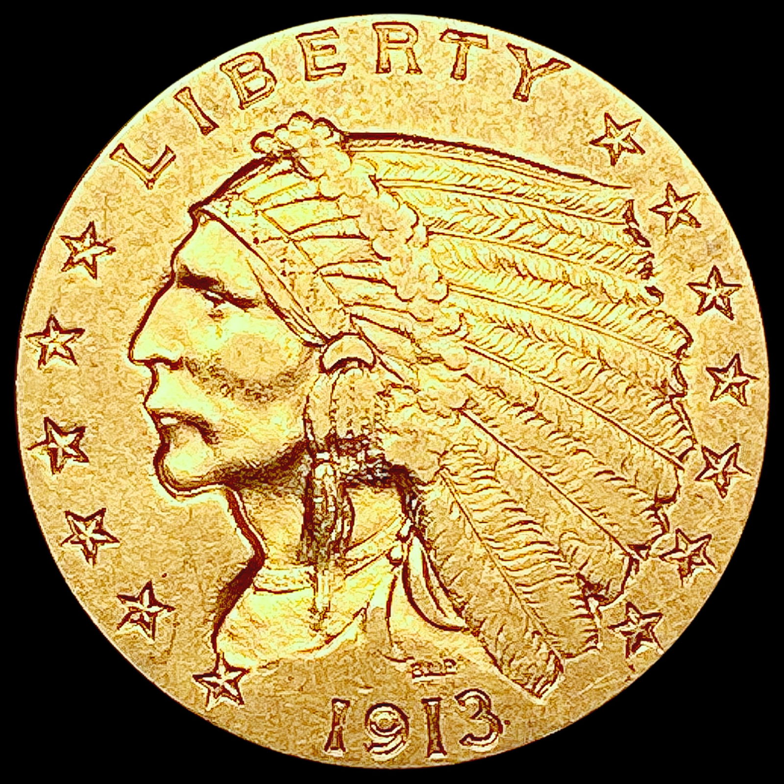 1913 $2.50 Gold Quarter Eagle CLOSELY UNCIRCULATED (1 of 2)