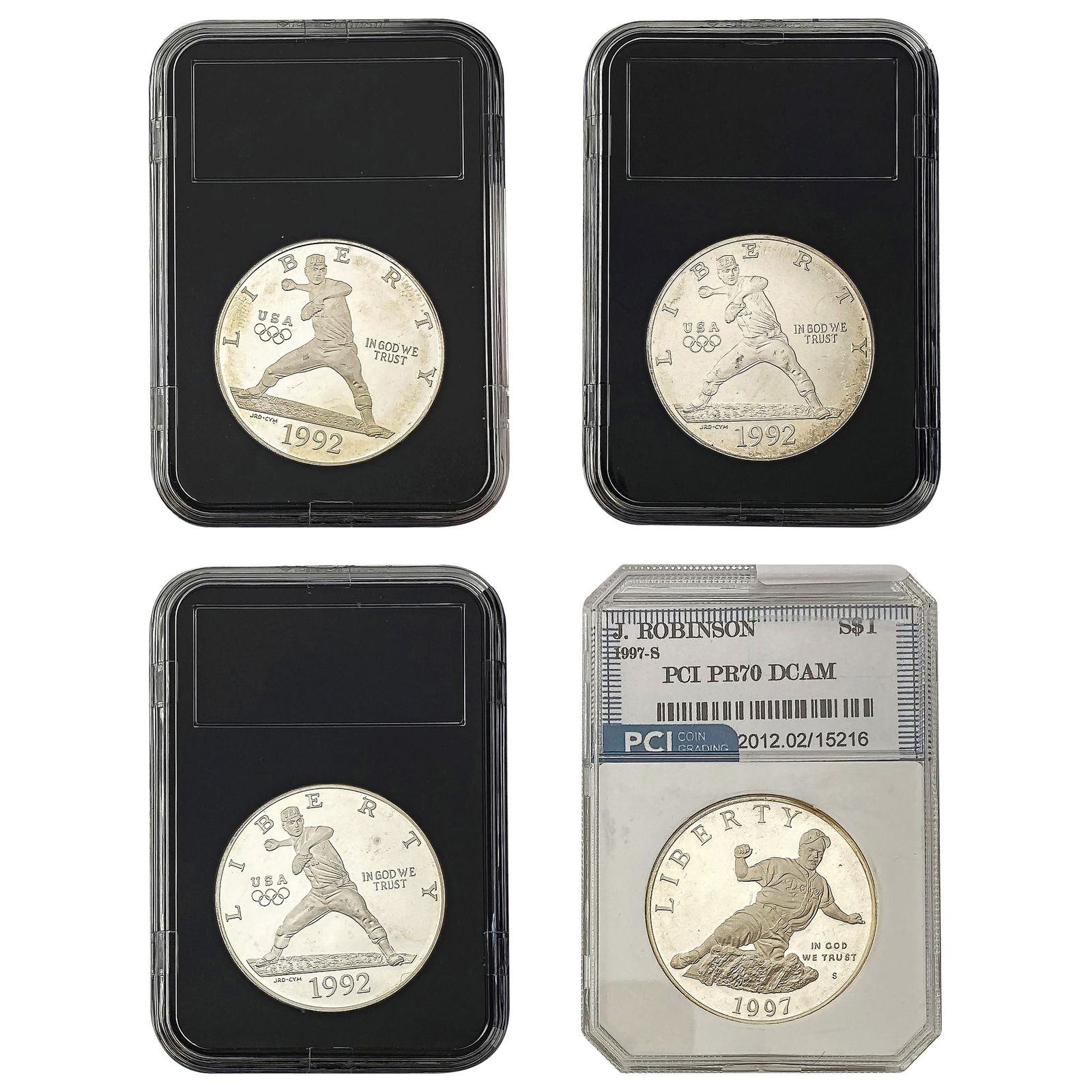 [4 Coins] 1992-1997 US Baseball Commem. SIlver  Dollars (1 of 9)