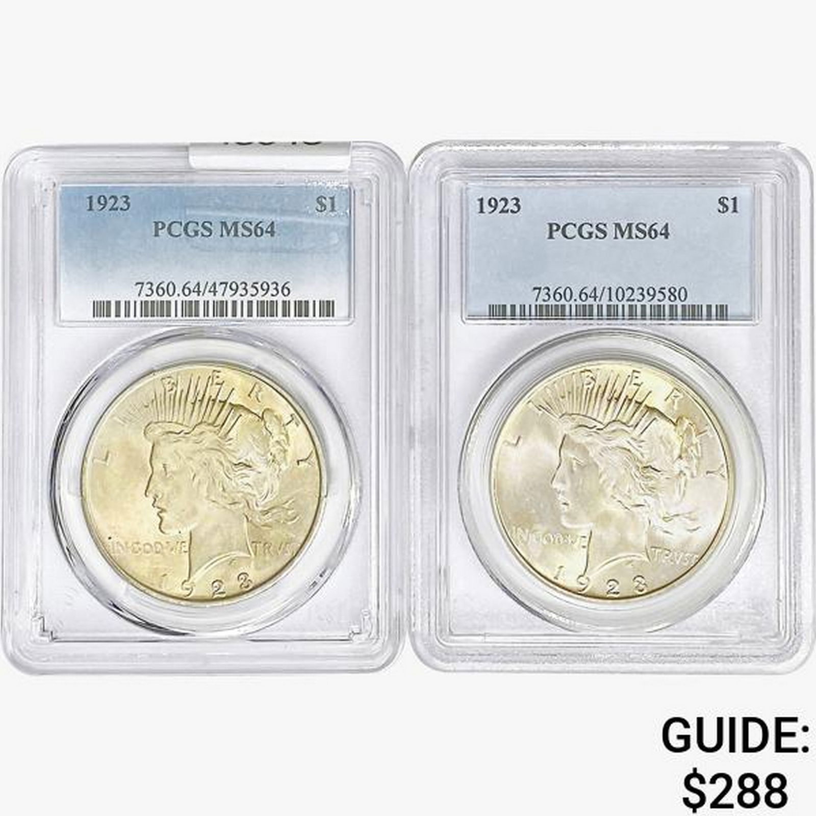 [2]1923 Silver Peace Dollar PCGS MS64 (1 of 2)