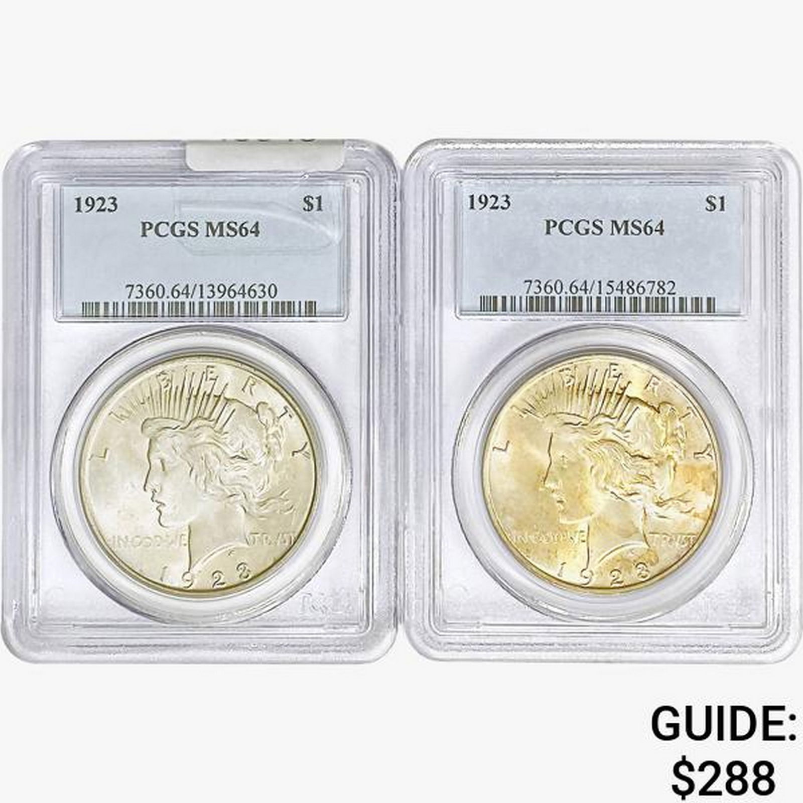 [2]1923 Silver Peace Dollar PCGS MS64 (1 of 2)