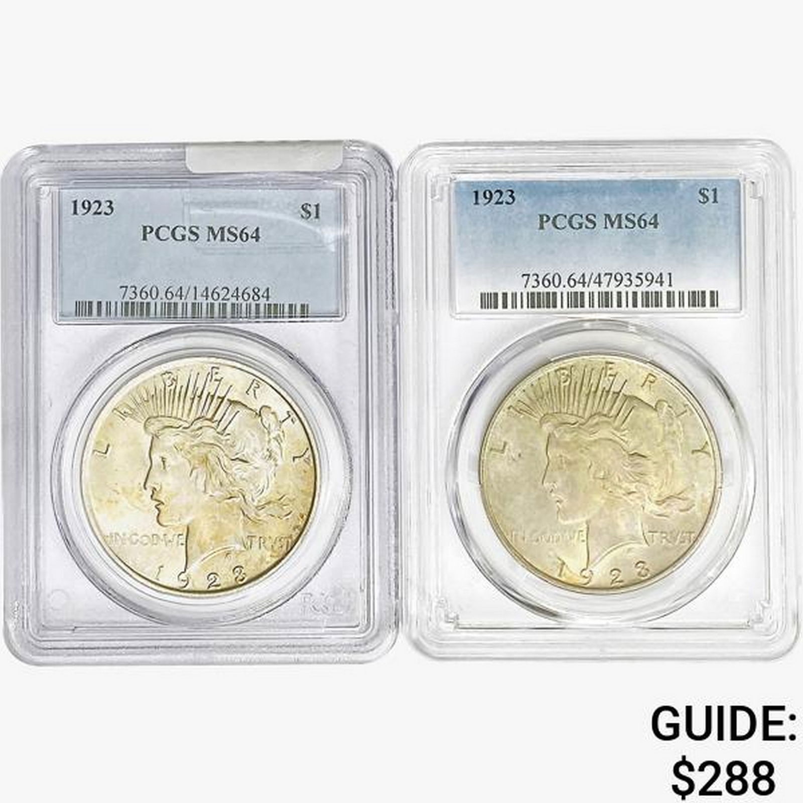 [2]1923 Silver Peace Dollar PCGS MS64 (1 of 2)