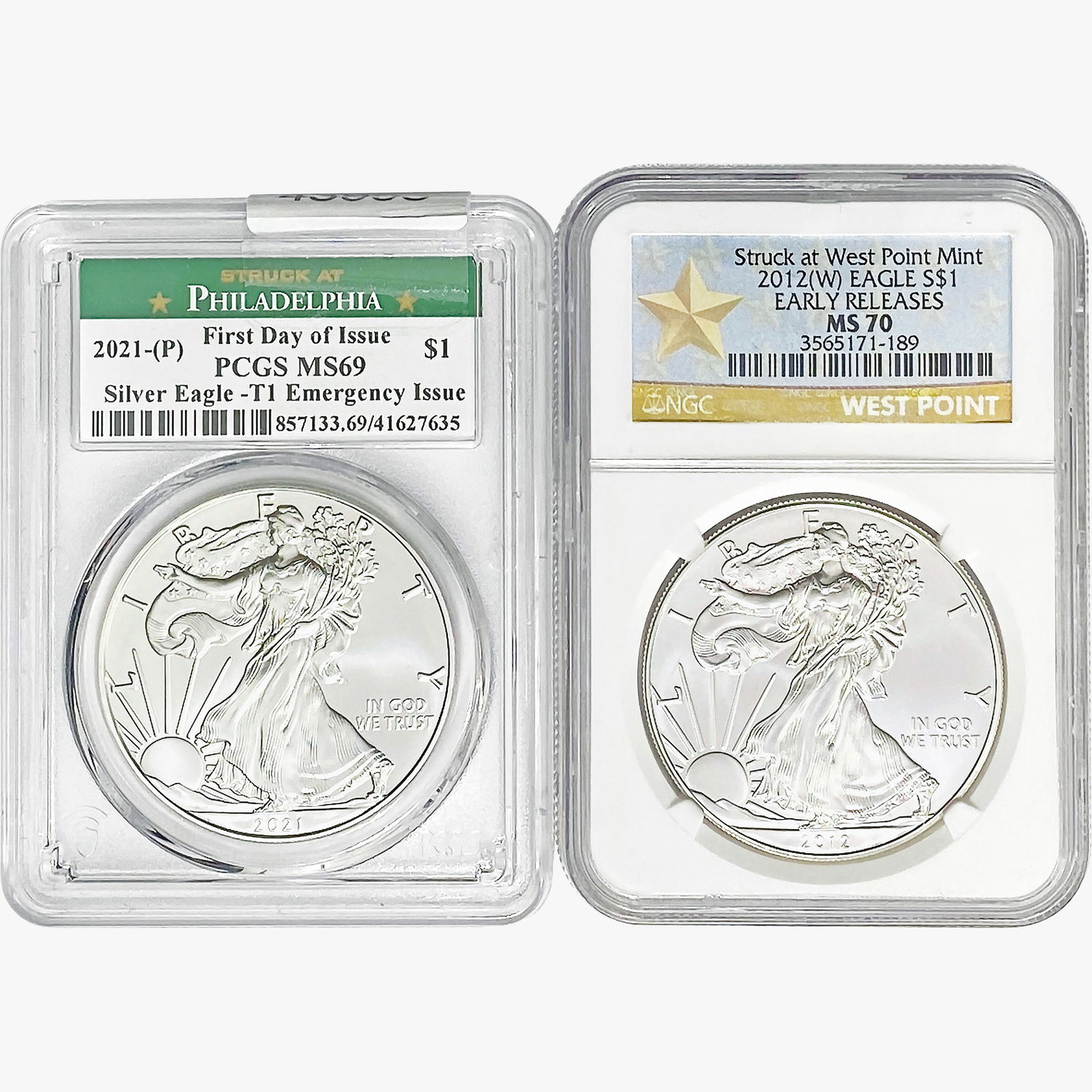 [2]2012-2021 Silver Eagle PCGS/NGC MS69-70 (1 of 2)