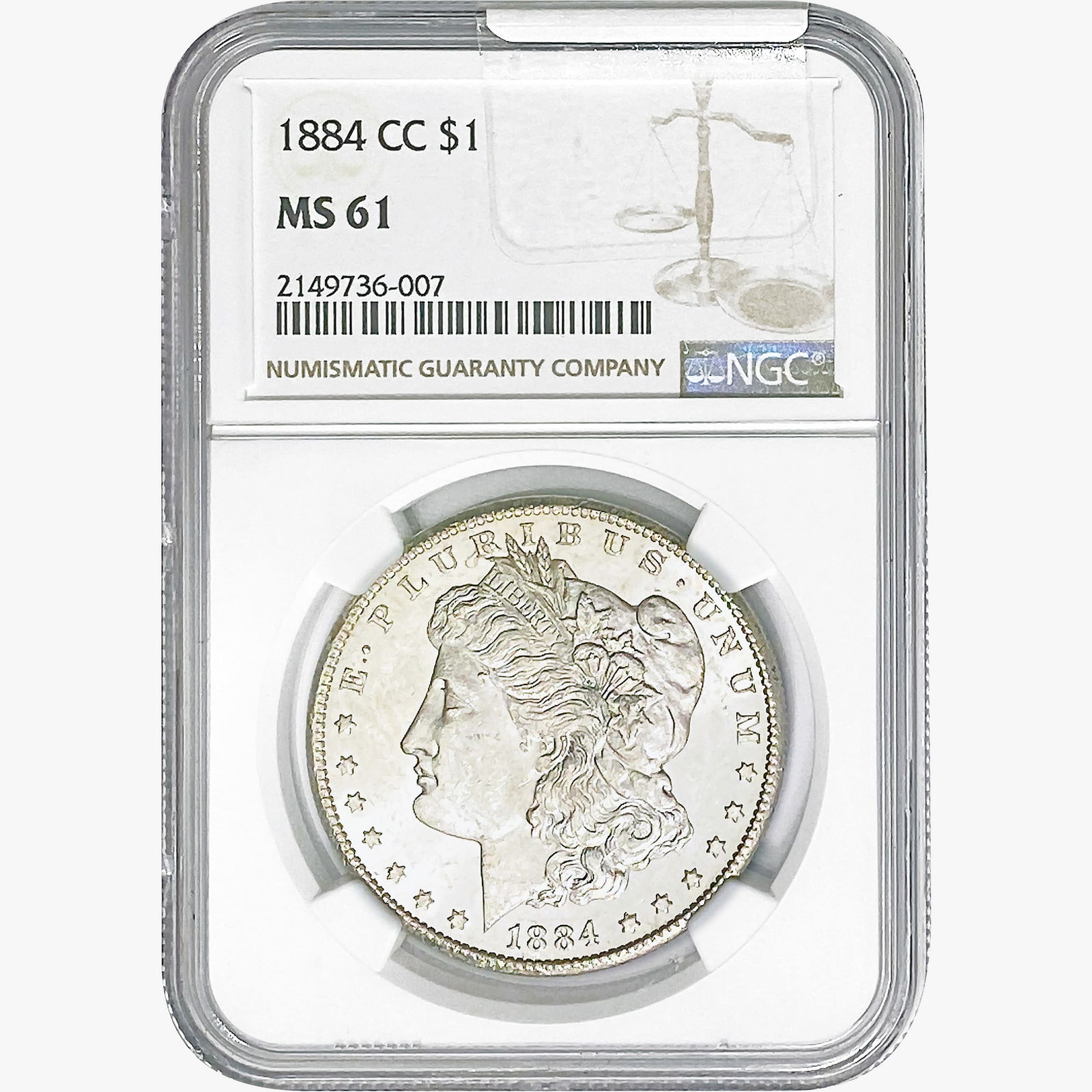 1884-CC Morgan Silver Dollar NGC MS61 (1 of 2)