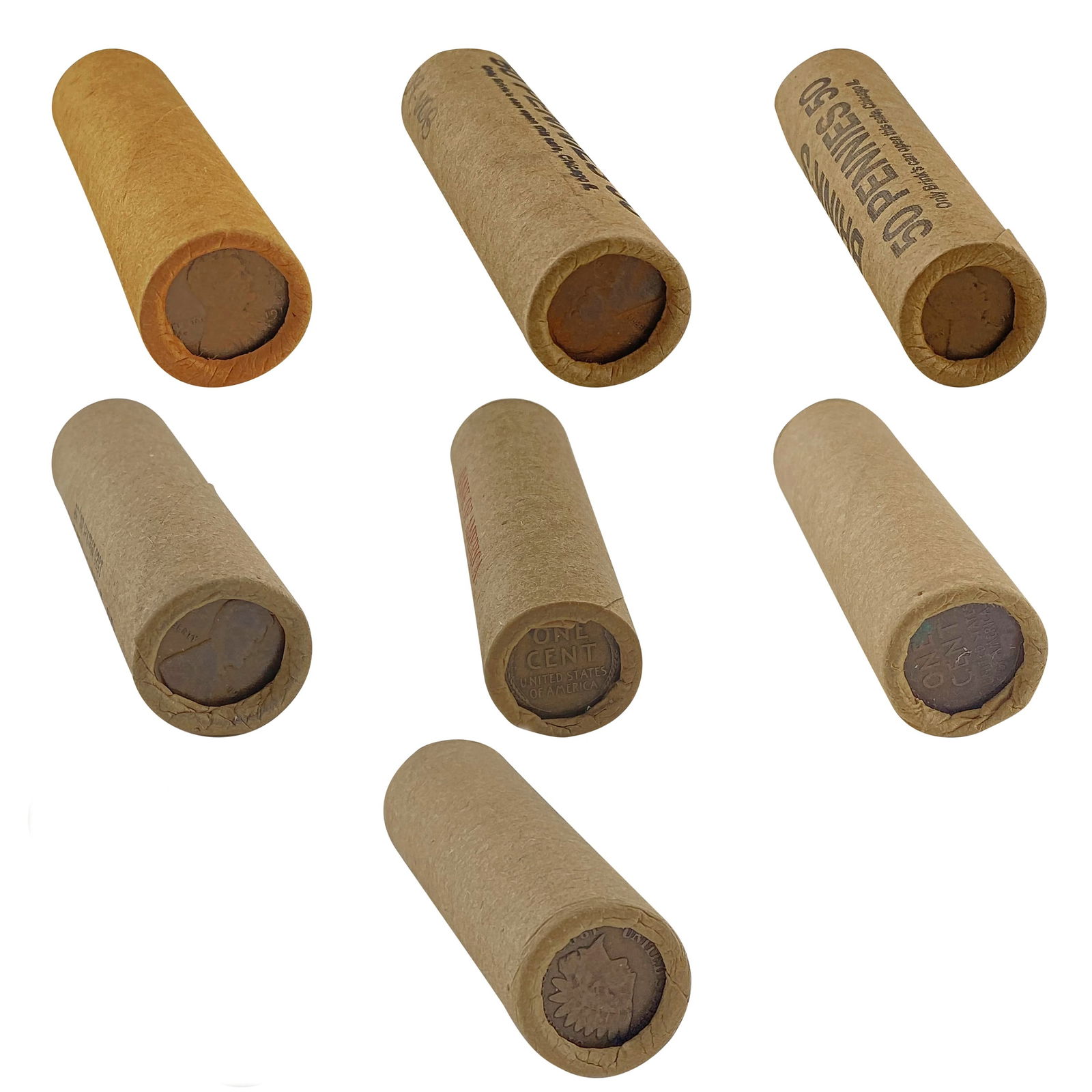 [7] 1909 VDB End Wheat Cent Rolls [350 Total Coins] (1 of 2)