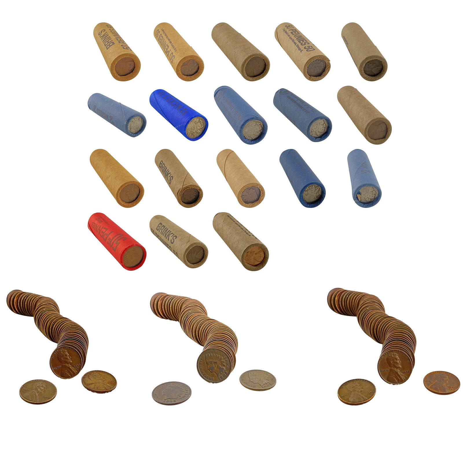 1887-1979 [21] Varied Wheat/Indian/Buffalo Rolls [990 Total Coins] (1 of 9)