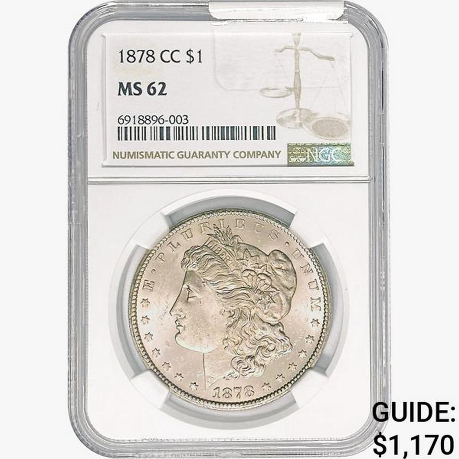 1878-CC Morgan Silver Dollar NGC MS62: 1878-CC Morgan Silver Dollar NGC MS62