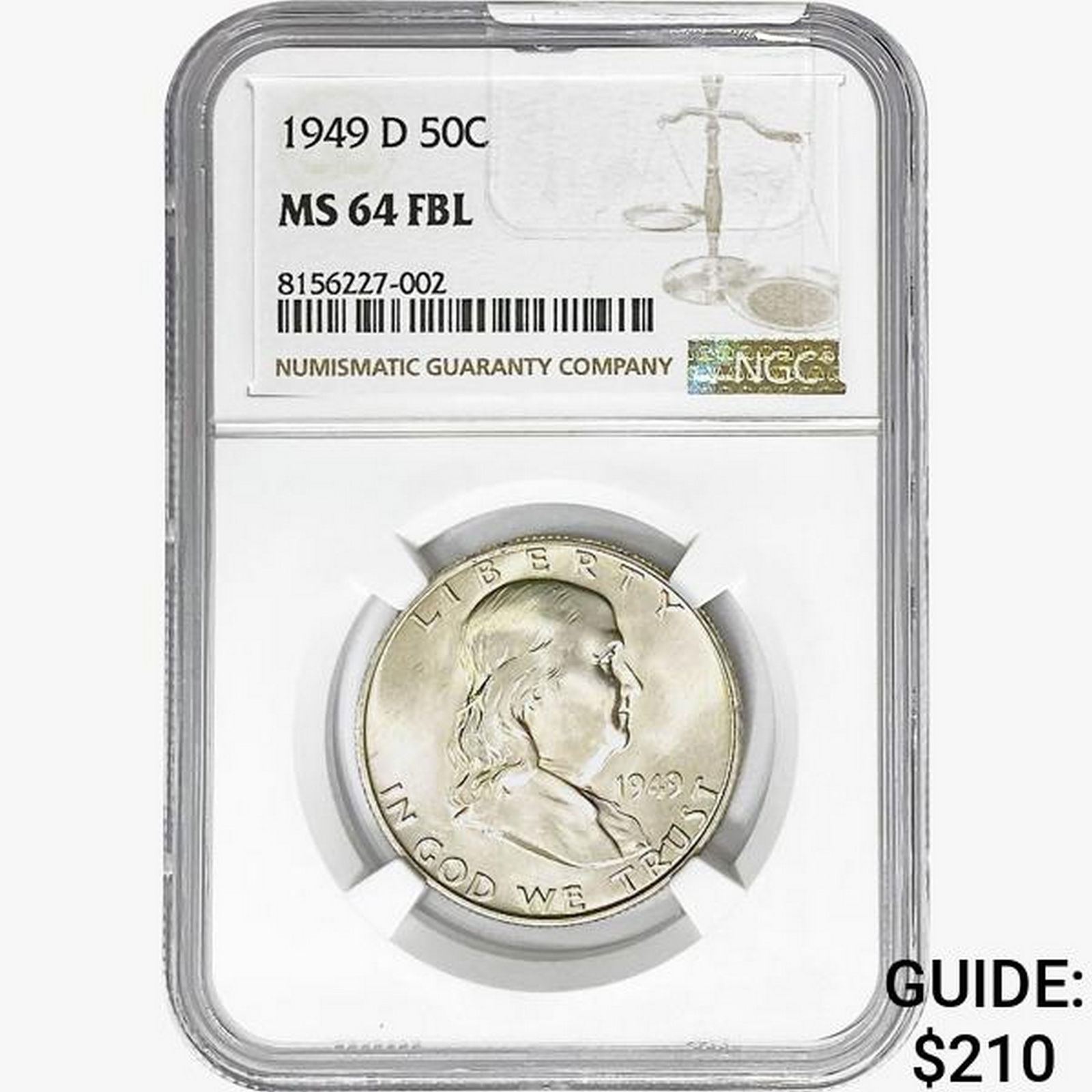 1949-D Franklin Half Dollar NGC MS64 FBL (1 of 2)