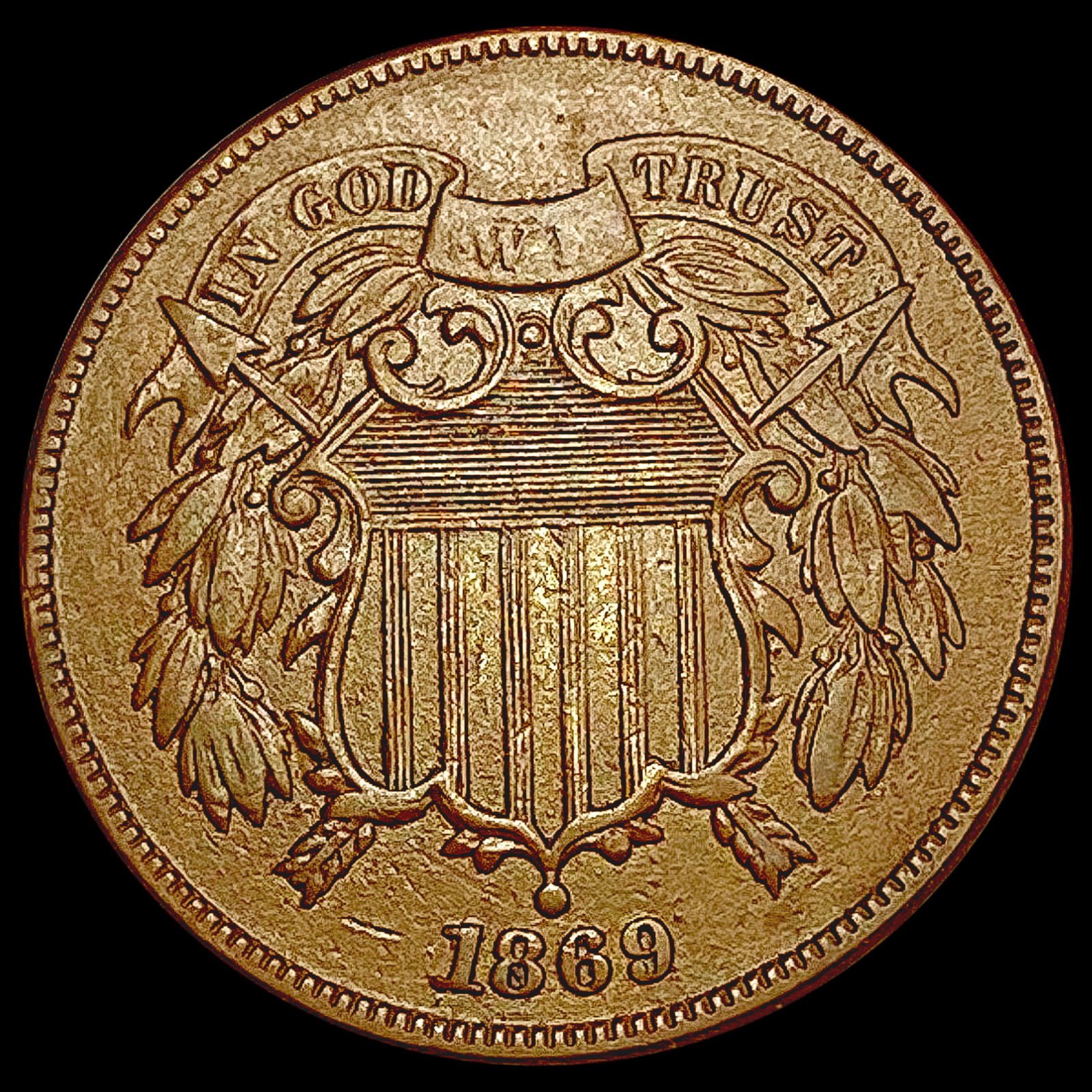 1869 Two Cent Piece CLOSELY UNCIRCULATED (1 of 2)