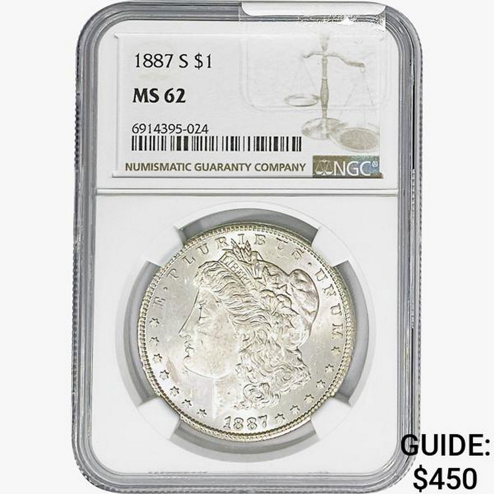 1887-S Morgan Silver Dollar NGC MS62 (1 of 2)
