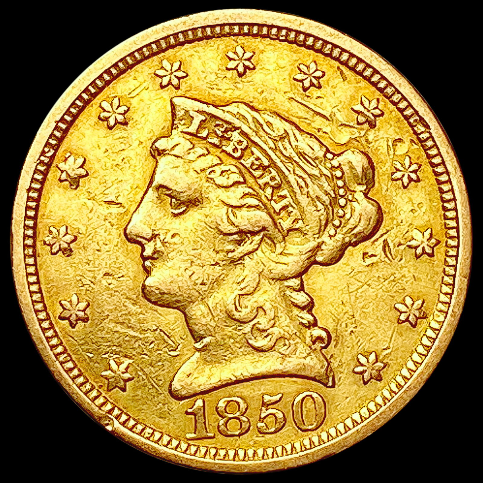 1850 $2.50 Gold Quarter Eagle NEARLY UNCIRCULATED (1 of 2)