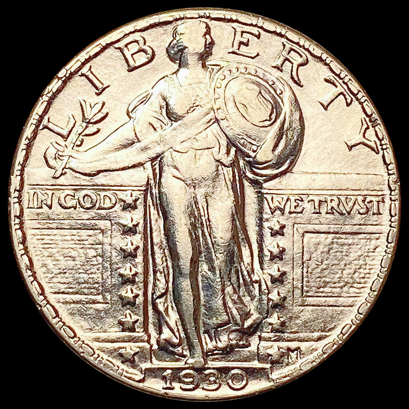 1930-M Standing Liberty Quarter CLOSELY UNCIRCULATED: 1930-M Standing Liberty Quarter CLOSELY UNCIRCULATED