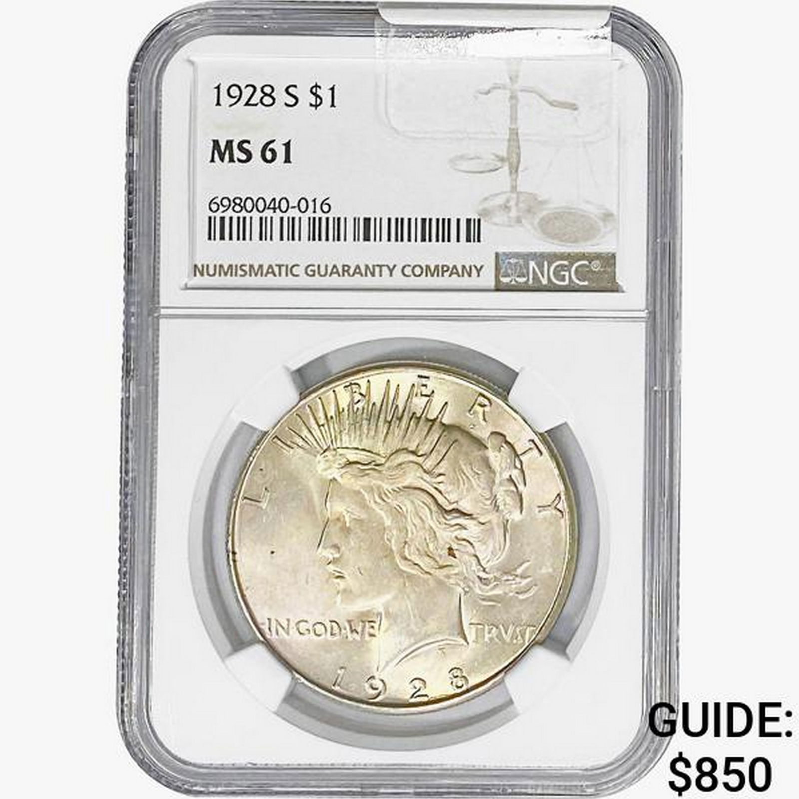 1928-S Silver Peace Dollar NGC MS61 (1 of 2)