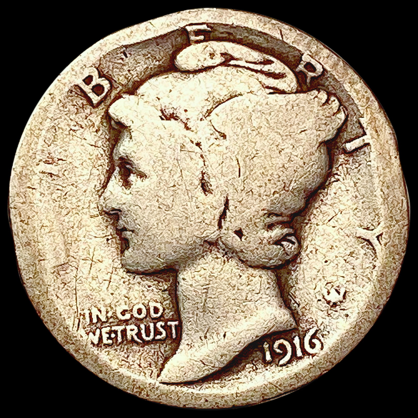 1916-D Mercury Dime NICELY CIRCULATED (1 of 2)