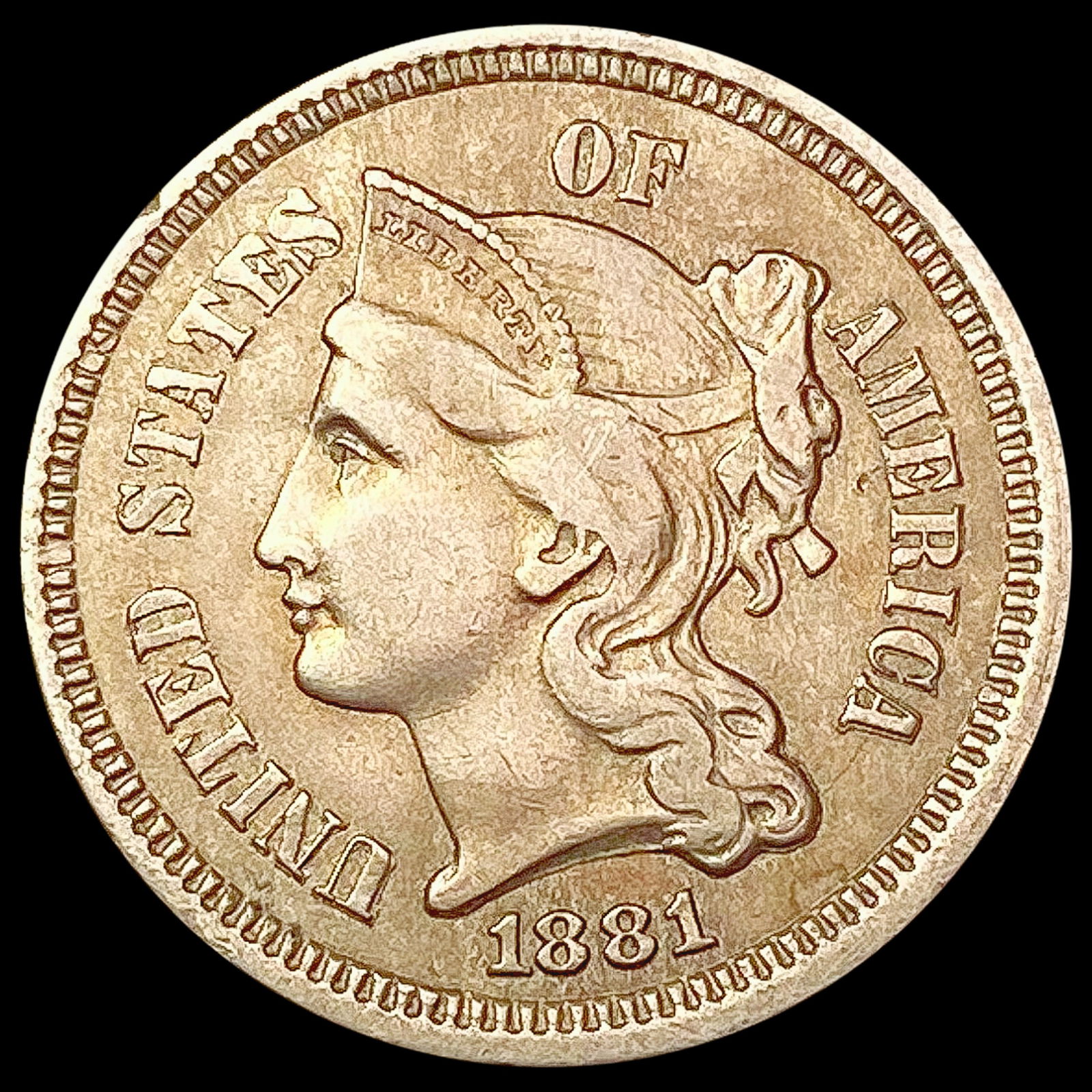 1881 Nickel Three Cent CLOSELY UNCIRCULATED (1 of 2)