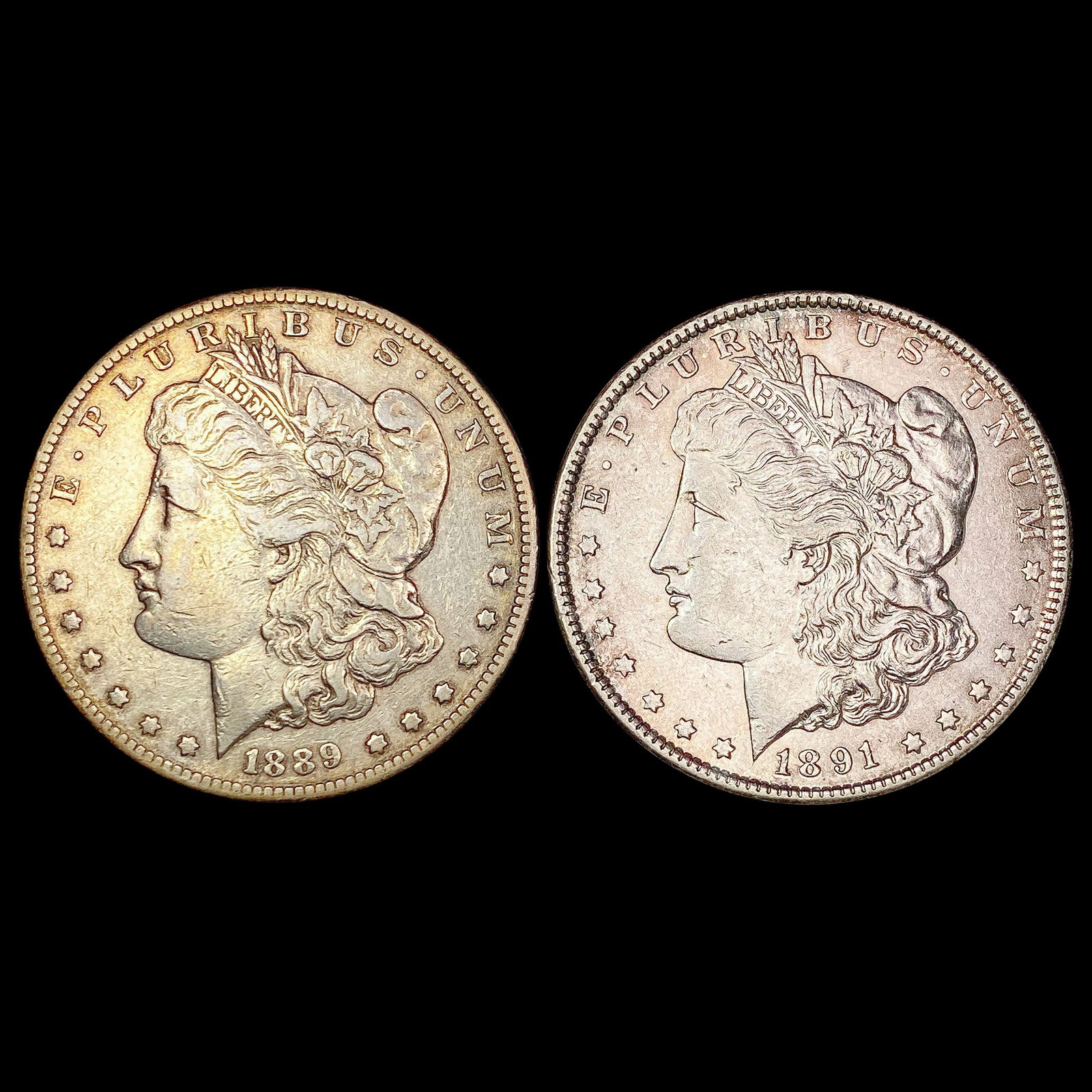 1889 & 1891 [2] Morgan Silver Dollar CLOSELY UNCIRCULATED (1 of 2)