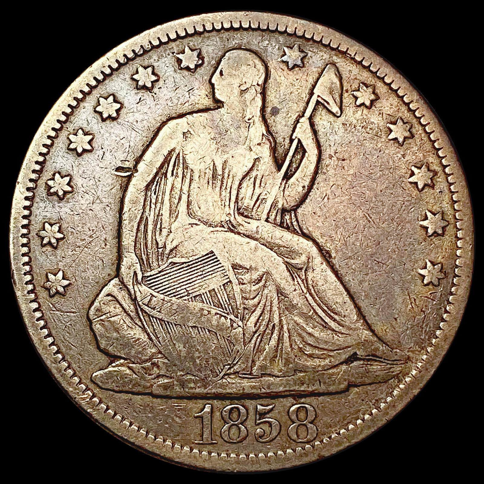 1858 Seated Liberty Half Dollar NICELY CIRCULATED (1 of 2)
