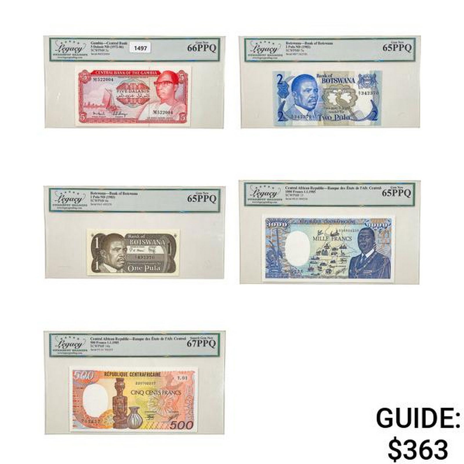 [5] 1972-1986 Central Africa Banknote Currency Legacy (1 of 2)