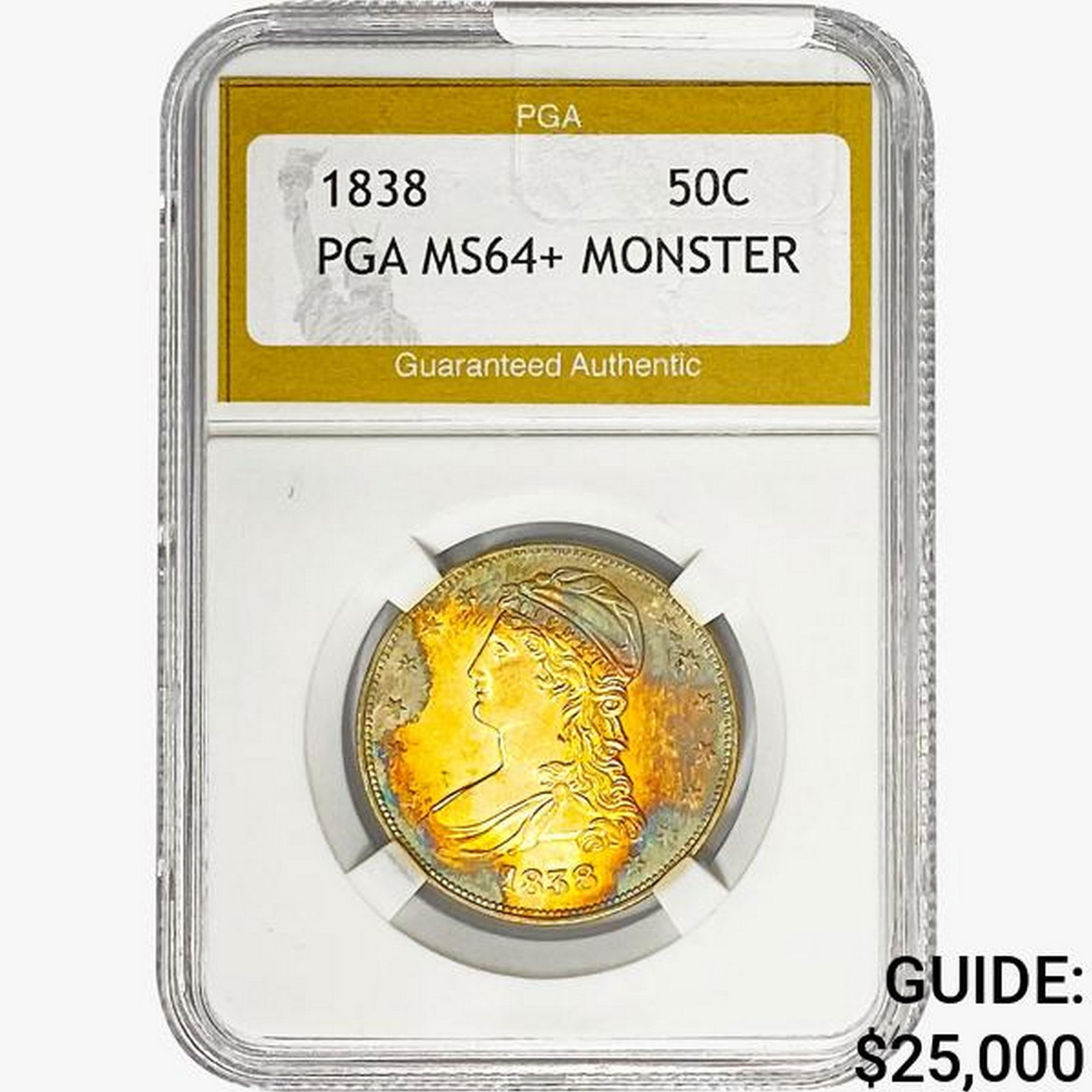 1838 Capped Bust Half Dollar PGA MS64+ MONSTER (1 of 2)