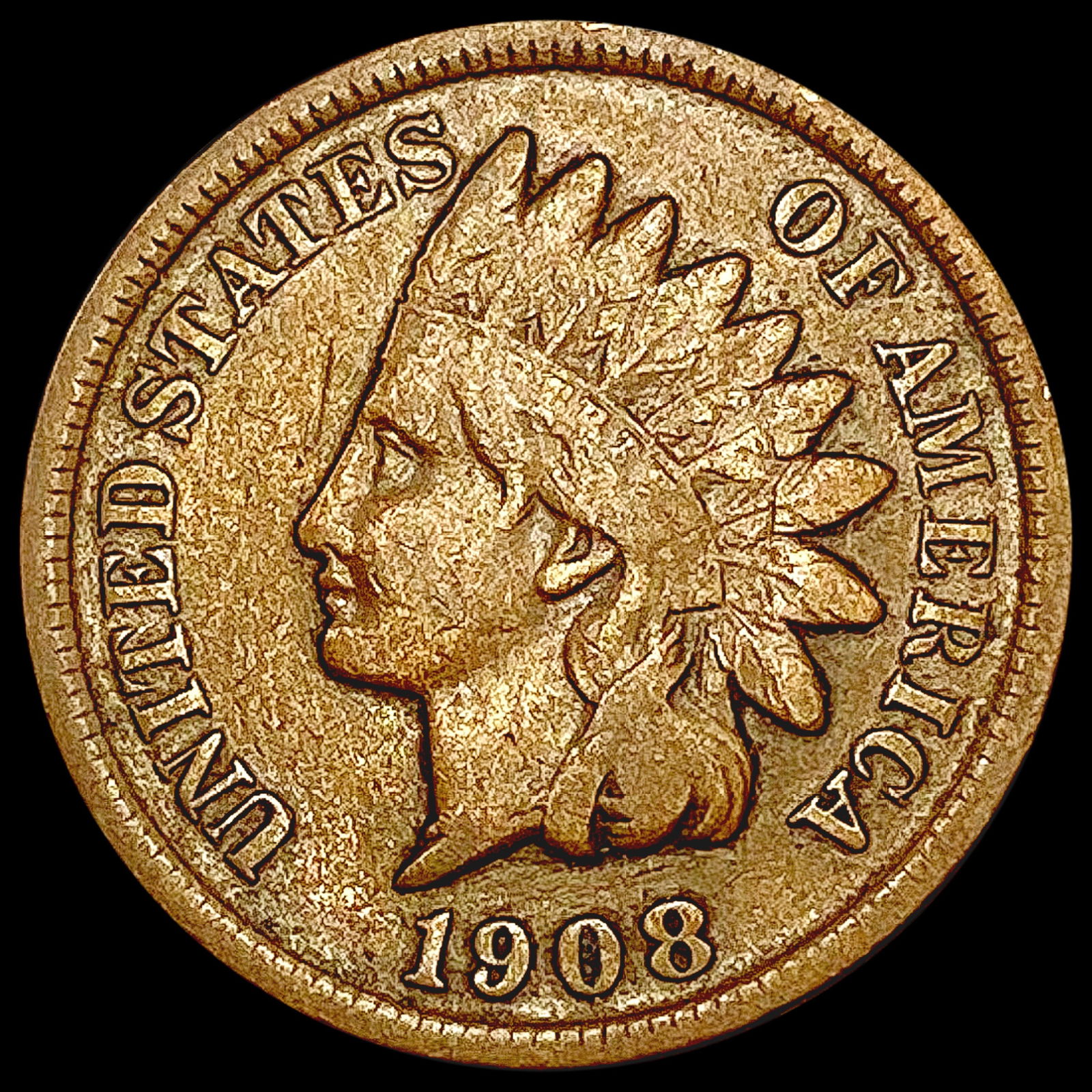 1908-S Indian Head Cent LIGHTLY CIRCULATED (1 of 2)