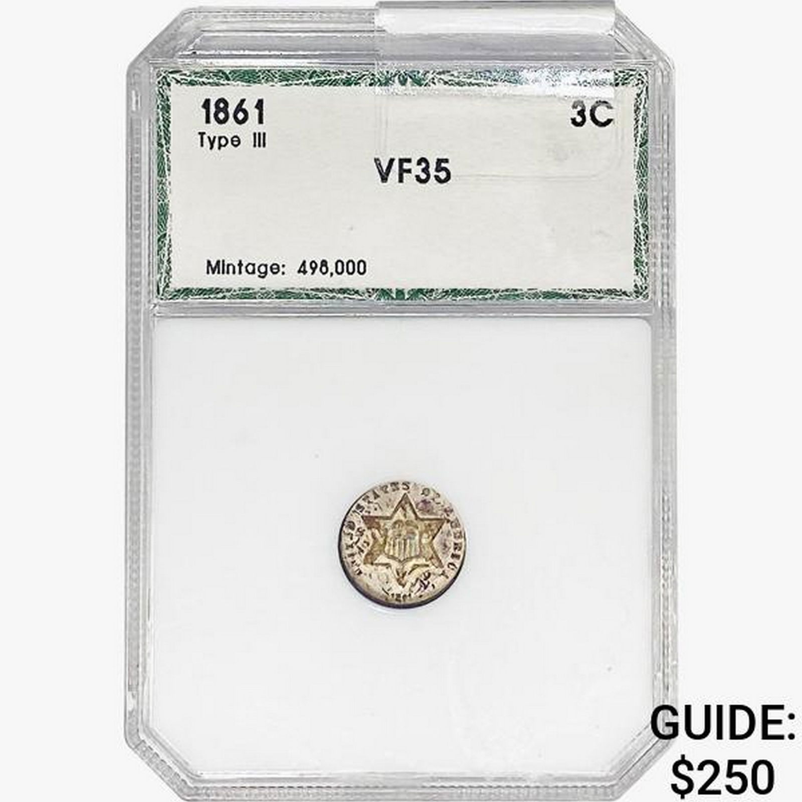 1861 Silver Three Cent PCI VF35 Ty III (1 of 2)