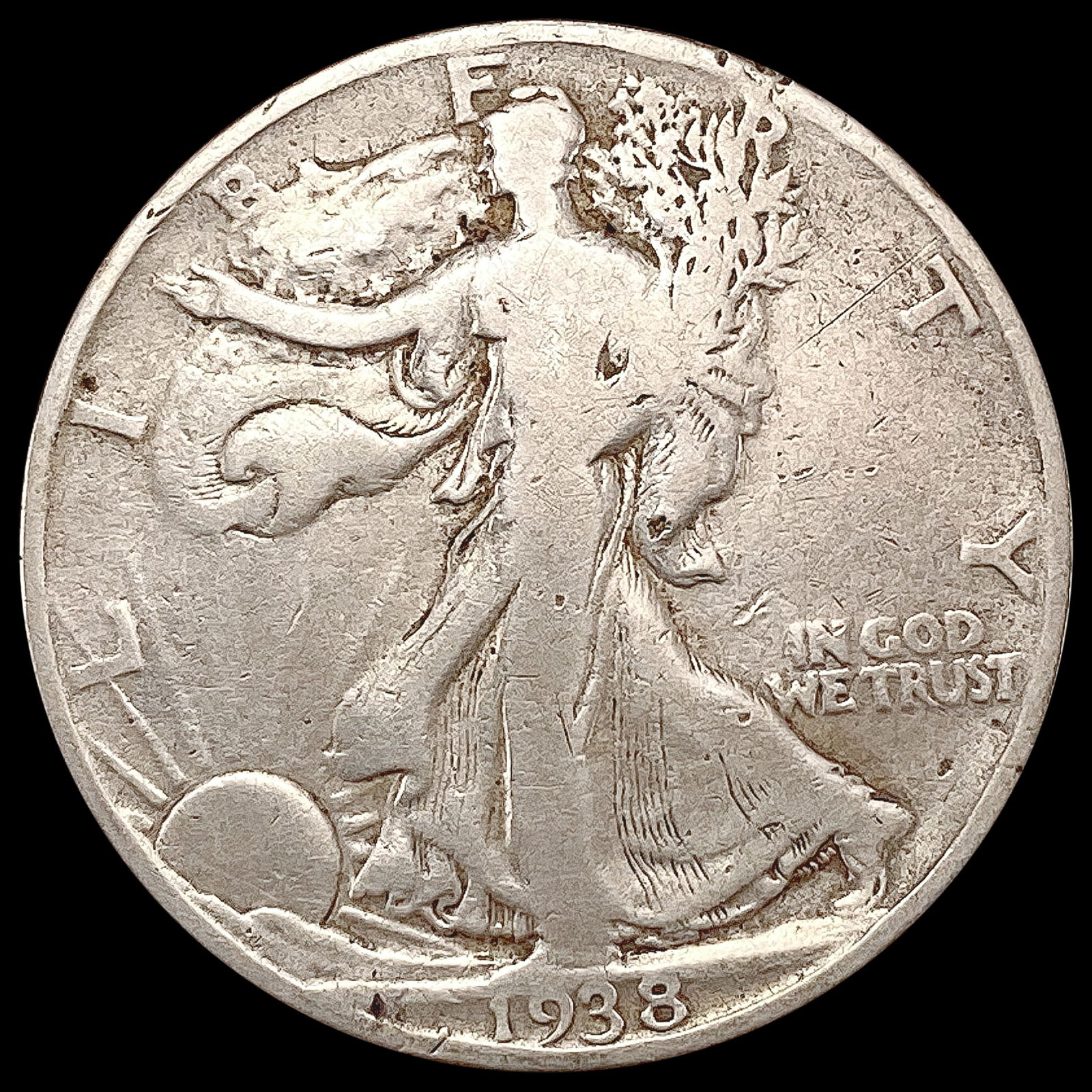1938-D Walking Liberty Half Dollar LIGHTLY CIRCULATED (1 of 2)