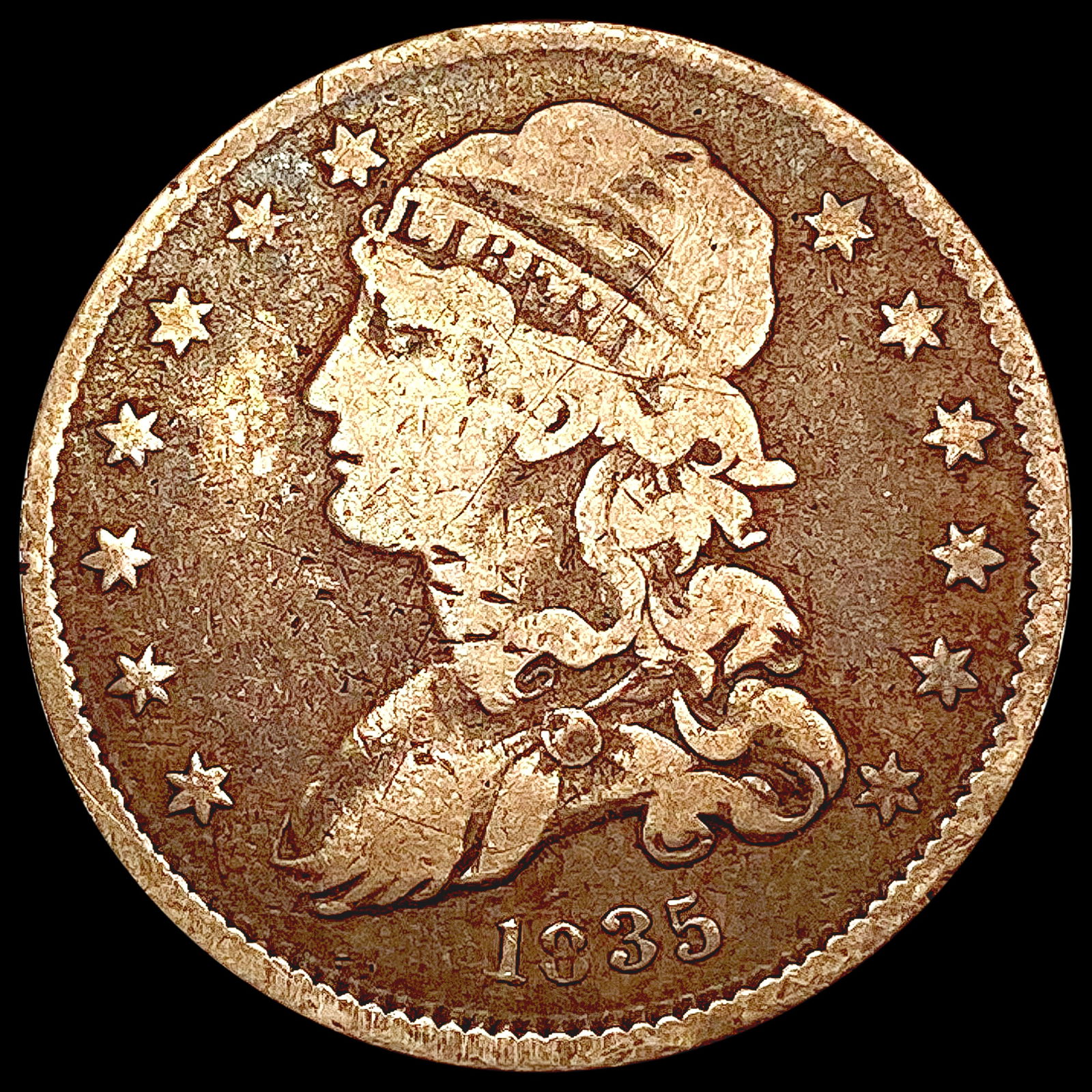 1835 Capped Bust Quarter LIGHTLY CIRCULATED (1 of 2)