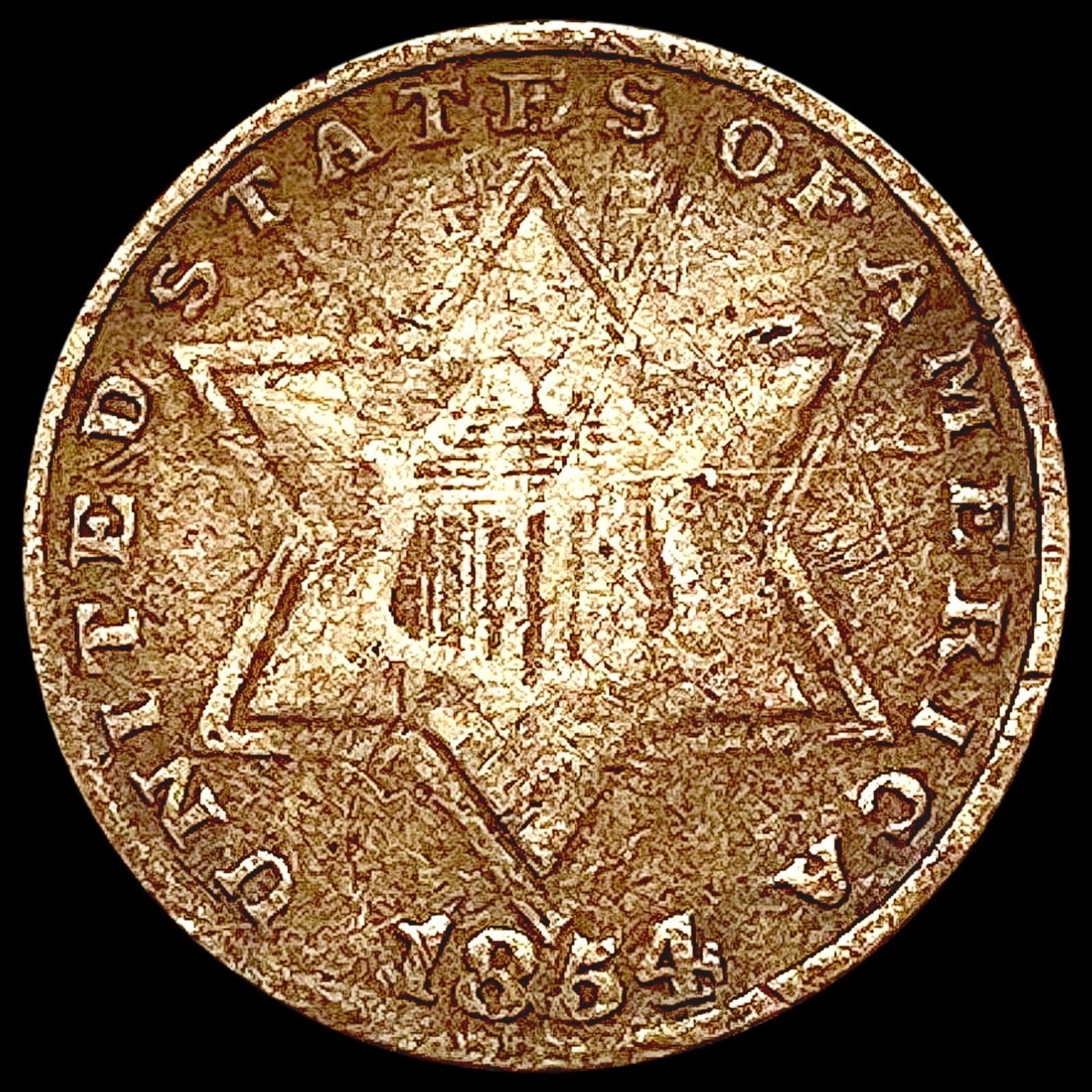 1854 Silver Three Cent LIGHTLY CIRCULATED (1 of 2)