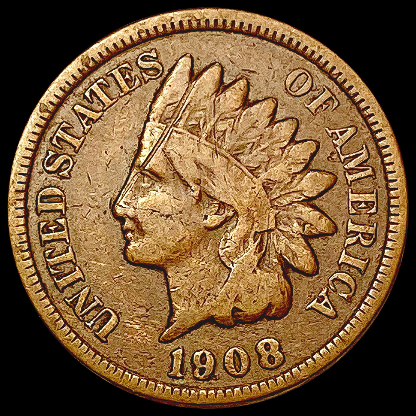 1908-S Indian Head Cent HIGH GRADE (1 of 2)