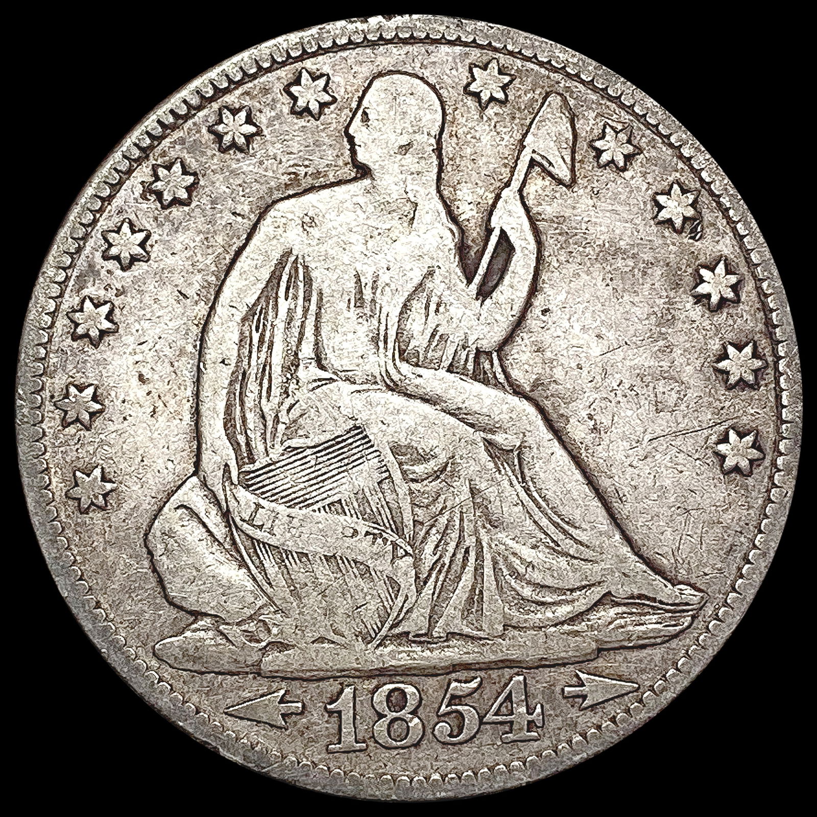 1854-O Arrows Seated Liberty Half Dollar LIGHTLY CIRCULATED (1 of 2)