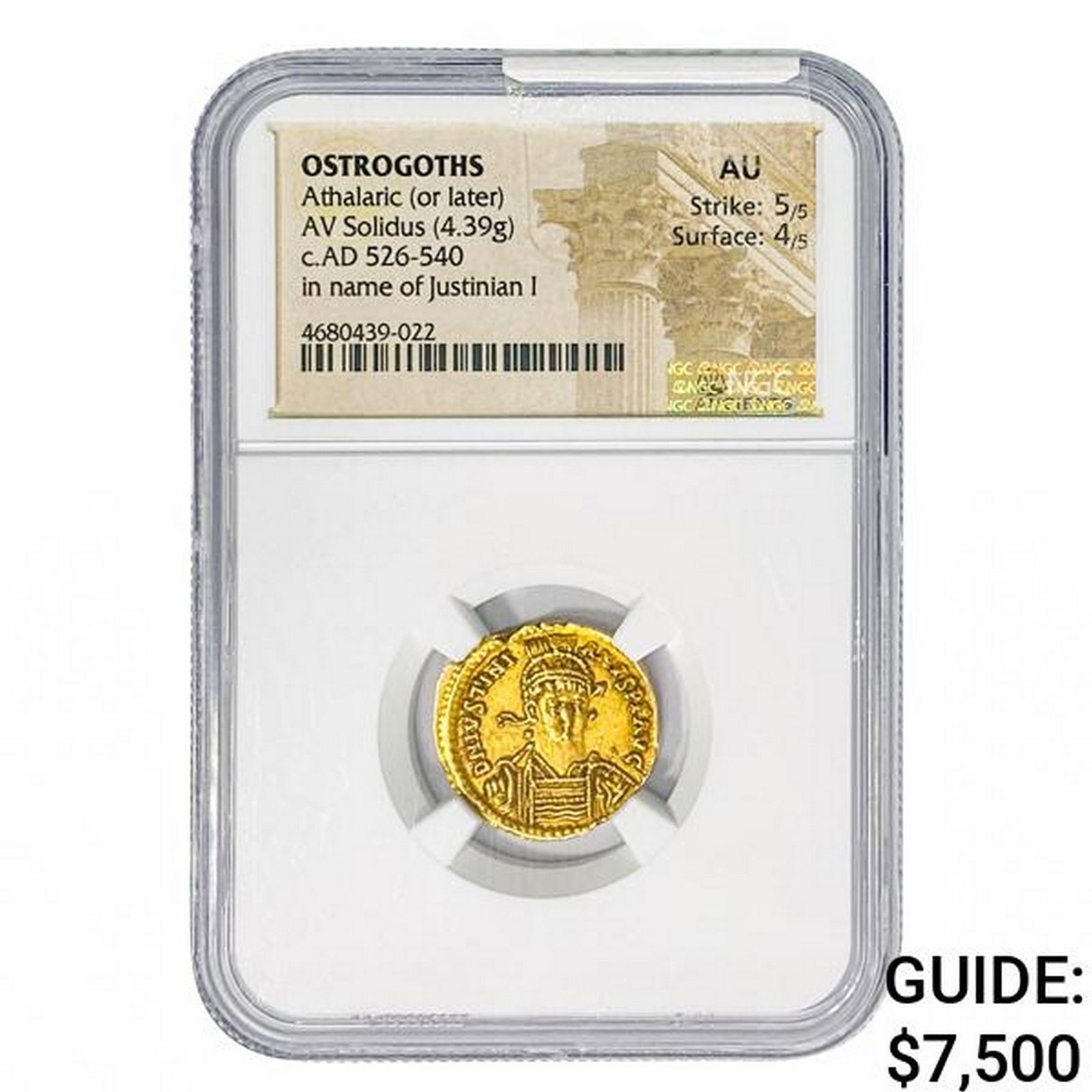 AD 526-540 Ostrogoths Athalaric Gold Solidus NGC (1 of 2)