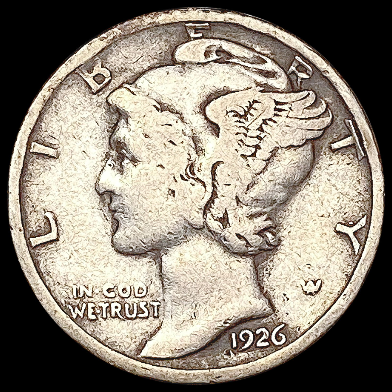 1926-S Mercury Dime ABOUT UNCIRCULATED (1 of 2)