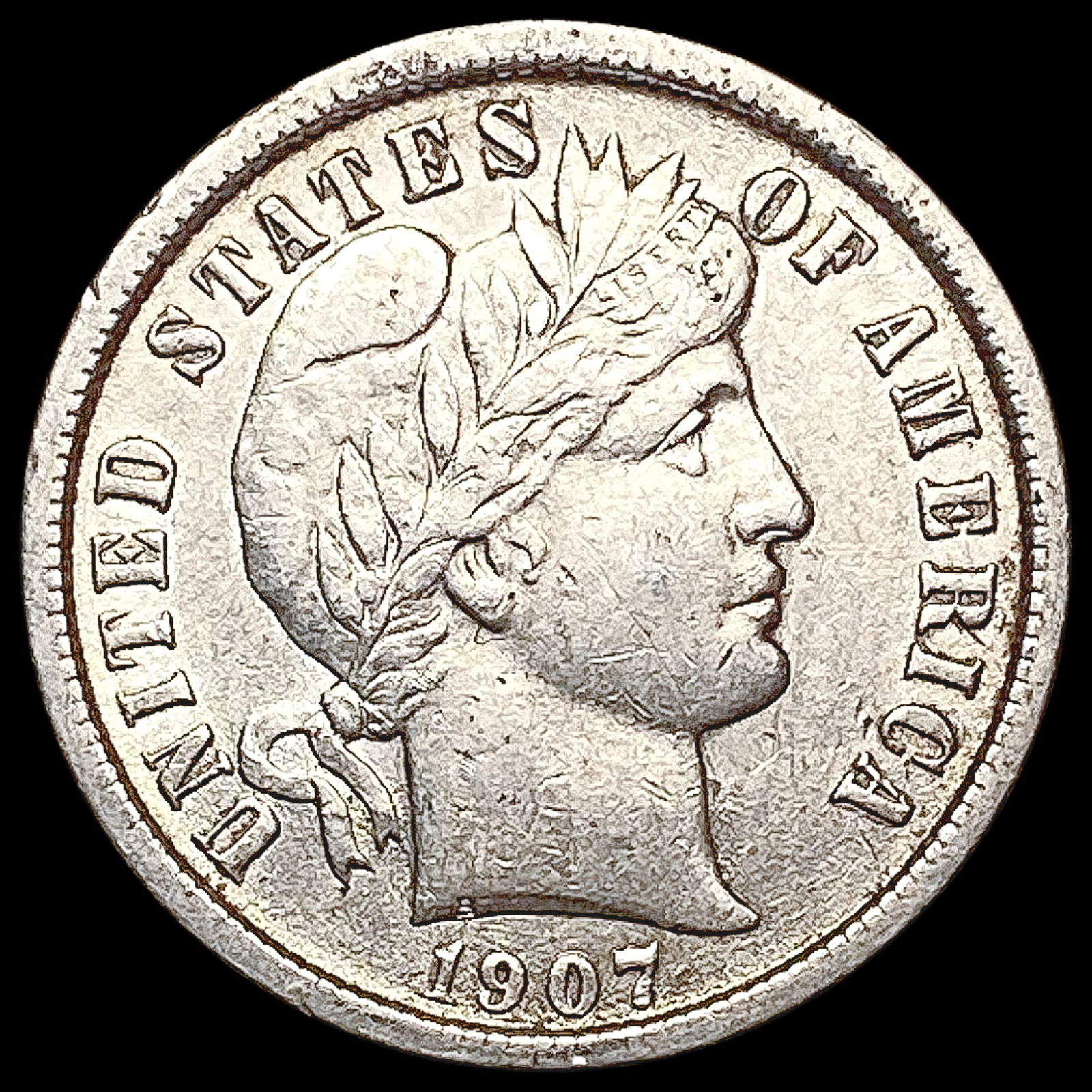 1907 Barber Dime CHOICE AU (1 of 2)