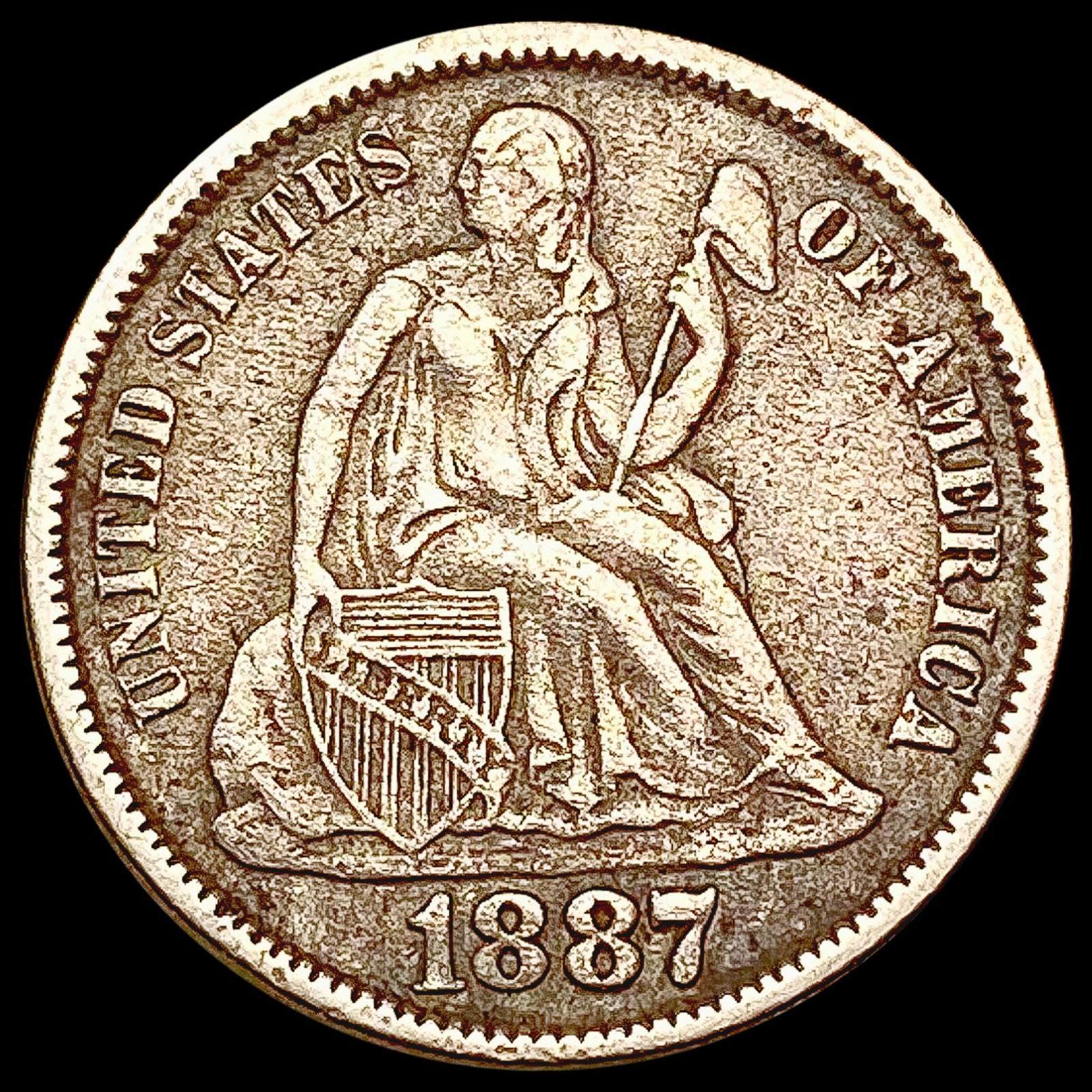 1887 Seated Liberty Dime NEARLY UNCIRCULATED (1 of 2)