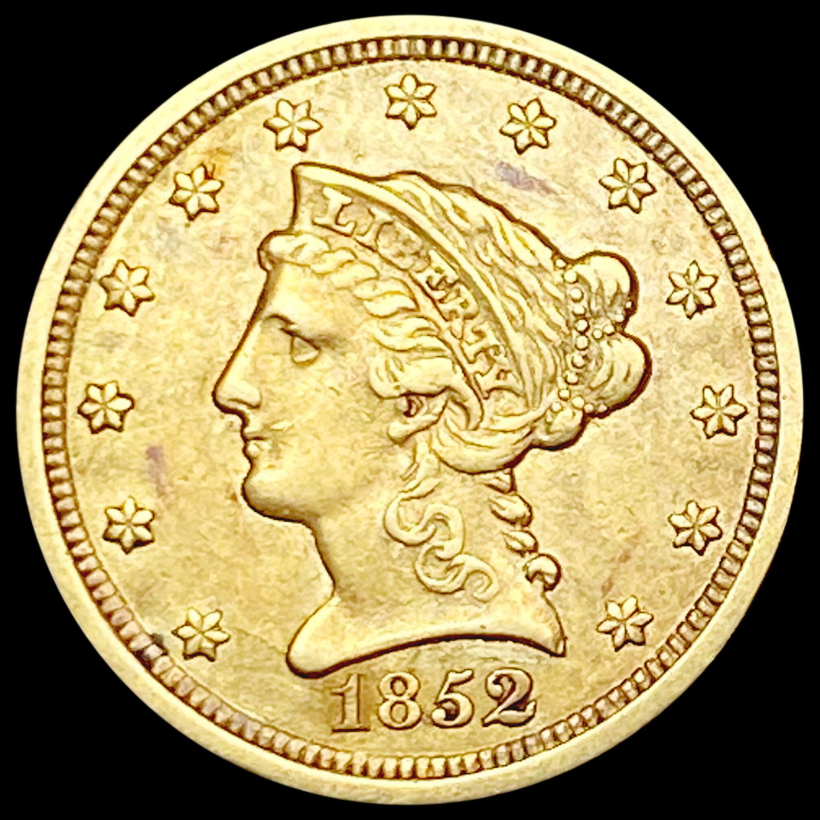 1852 $2.50 Gold Quarter Eagle CLOSELY UNCIRCULATED (1 of 2)