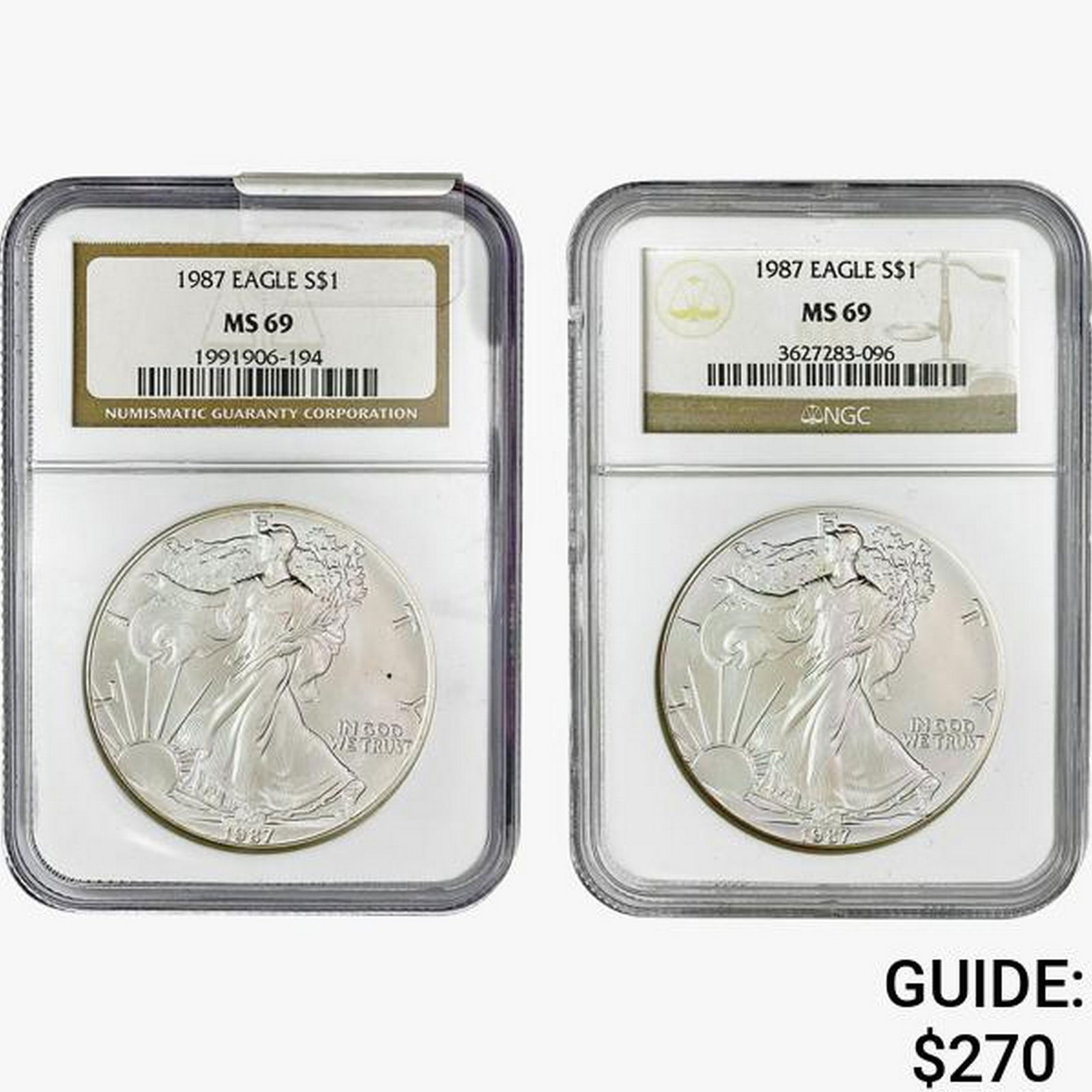 [2] 1987 Silver Eagle NGC MS69 (1 of 2)