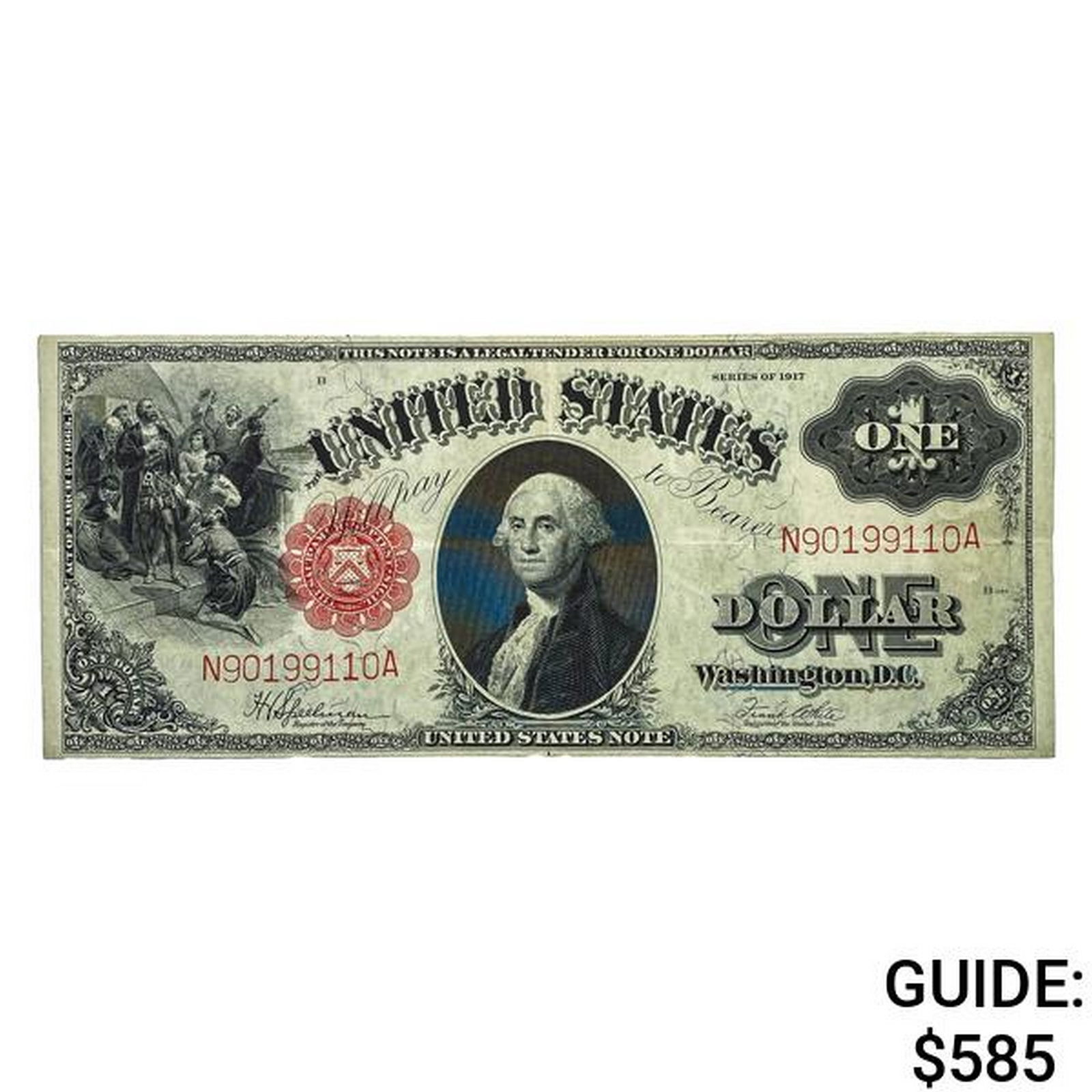 1917 $1 U.S. Large Note - Red Seal (1 of 2)